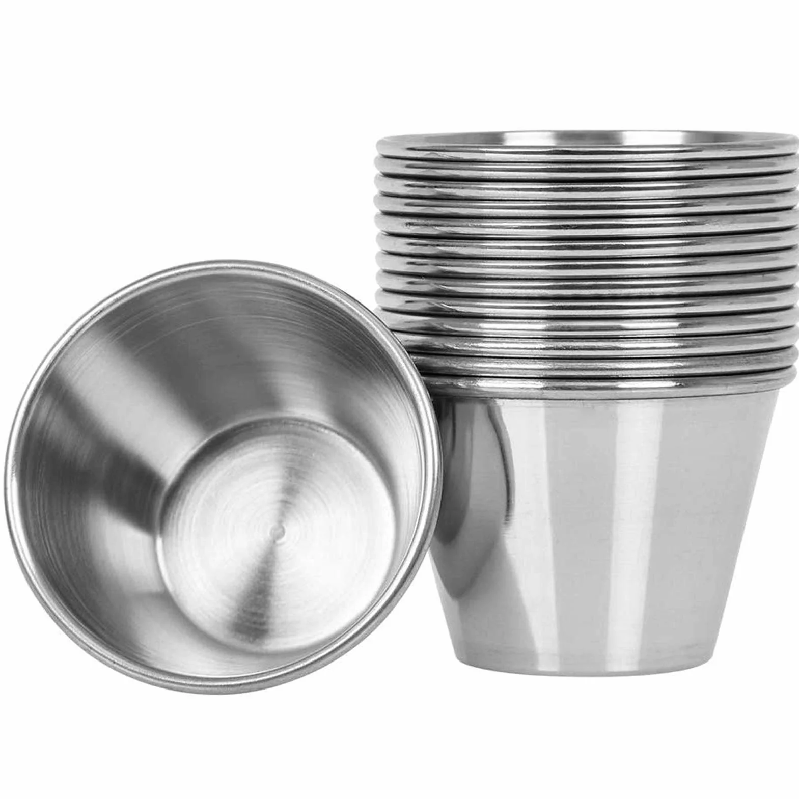 Artcome 14 sztuk kubków do sosu ze stali nierdzewnej, idealne do zanurzania i porcji, 70 ml