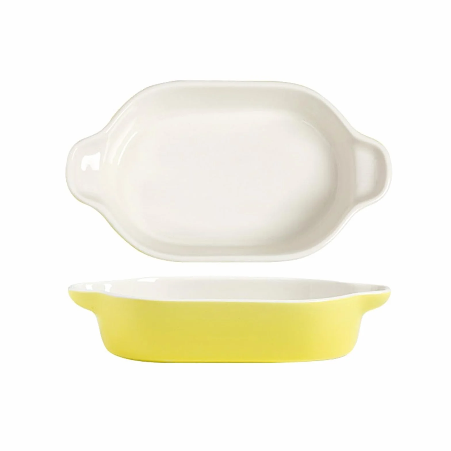 Fontanny Ceramiczne naczynia do pieczenia podszkliwne, talerz do zupy do domu, użycie w piekarniku, prostokątne naczynie do pieczenia, kuchenka mikrofalowa fontanna lasagne (żółty)