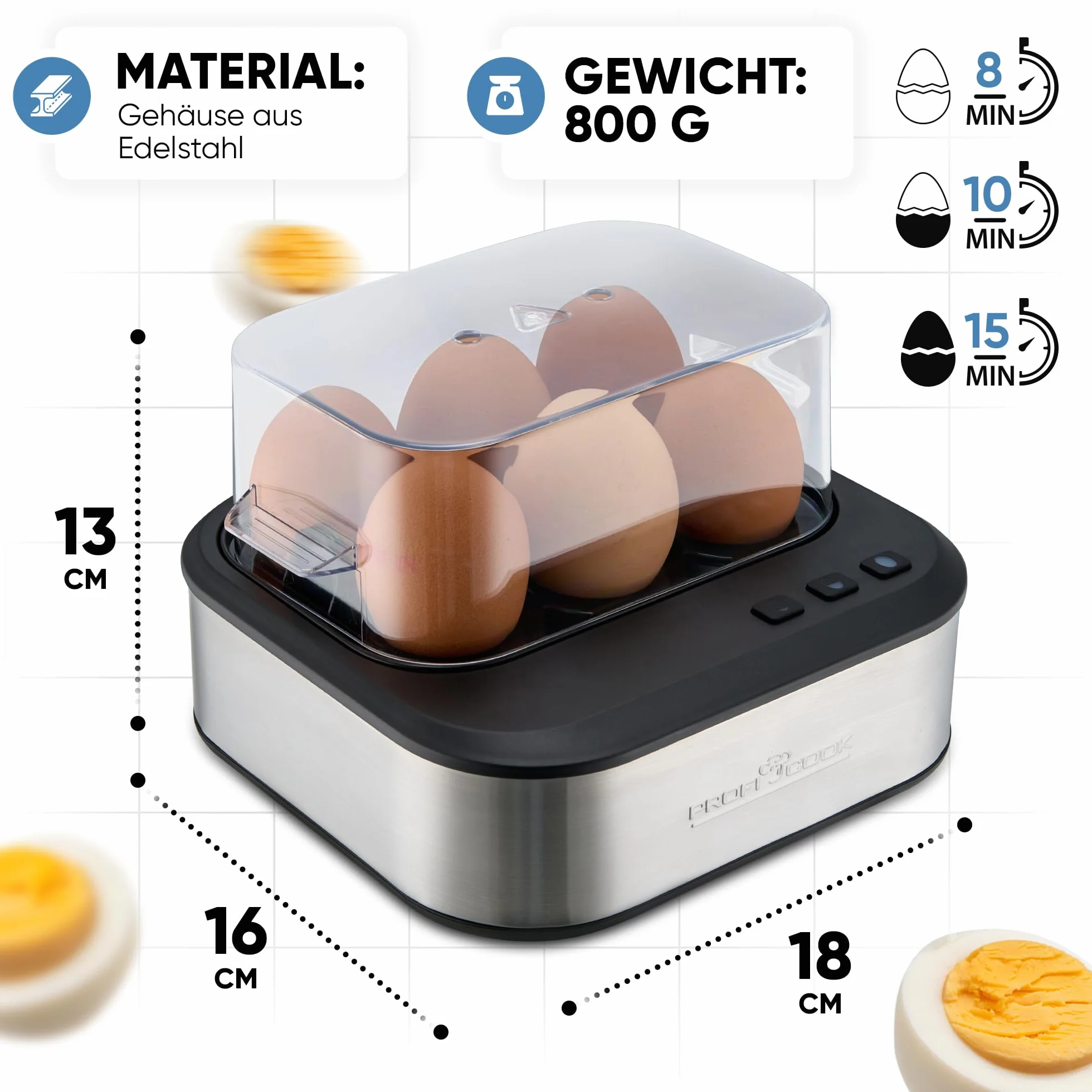 ProfiCook Urządzenie do gotowania jajek z sygnałem głosowym PC-EK1276