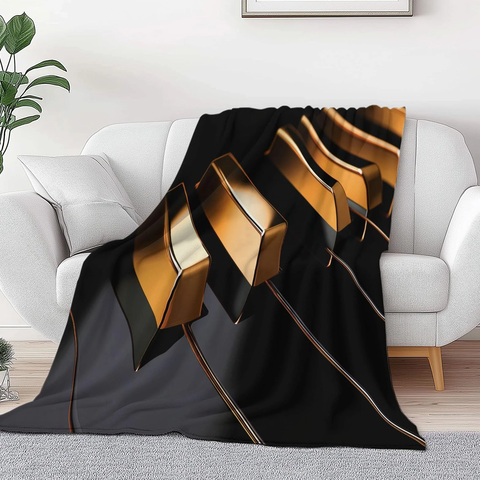 Puszysty czarny koc flanelowy, narzuta na sofę, łóżko, krzesło, miękkie, luksusowe klawisze fortepianowe, pościel, 220 x 240 cm, dekoracyjny, ultramiękki koc na łóżko dla dzieci, nastolatków