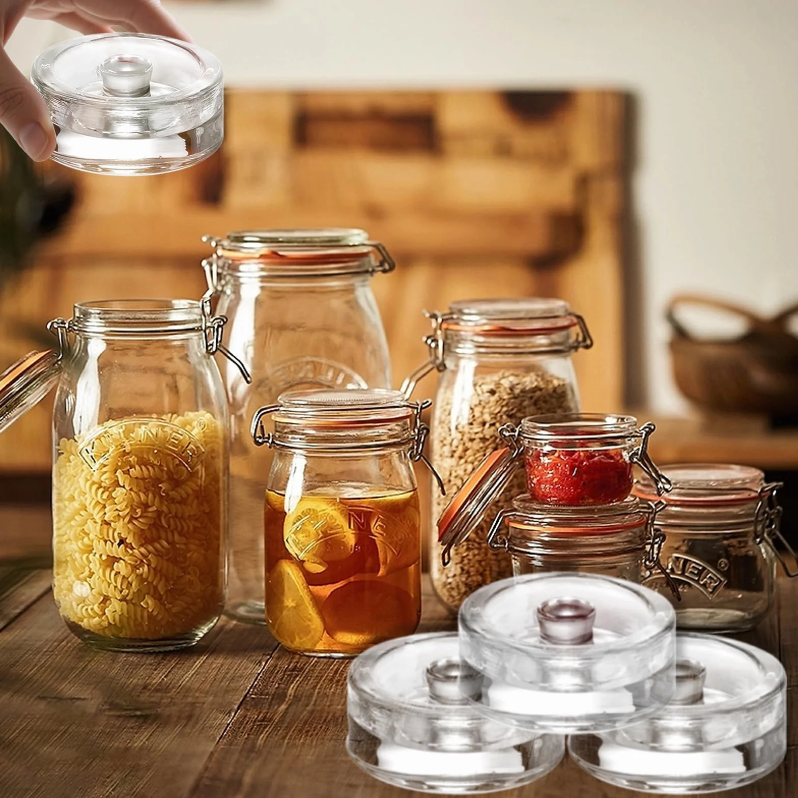 4 sztuki Szklane obciążniki do fermentacji (⌀7 cm) Ciężarki Fermentacyjne Szkła do Fermentacji do kapusty, kamienie obciążające kimchi kefiru