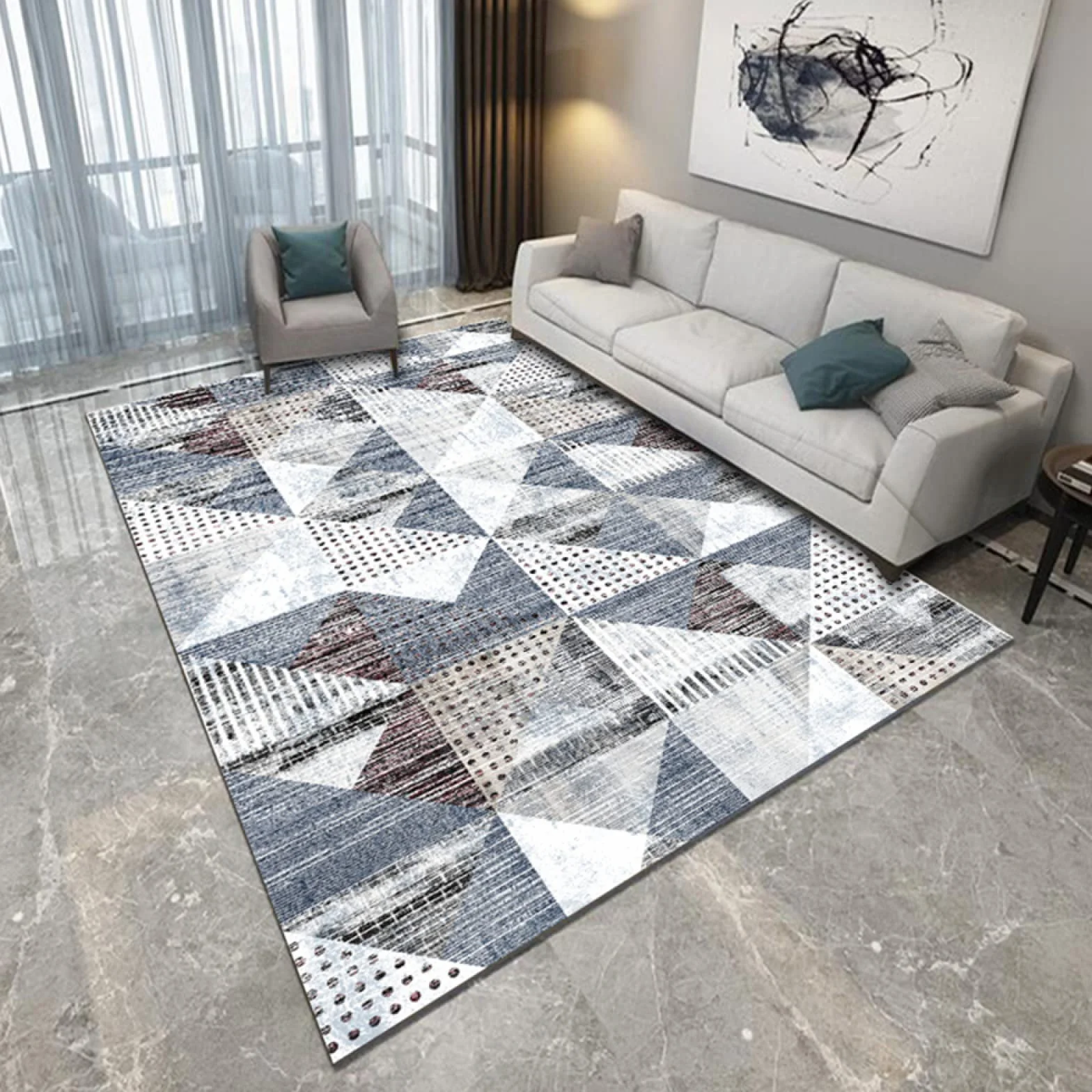 Akcesoria do garderoby abstrakcyjna geometria dywan podłogowy do domu niebieski akcesoria do wystroju domu salon dywan świąteczny biegacz garderoba akcesoria dywaniki chodniki 160 x 230 cm