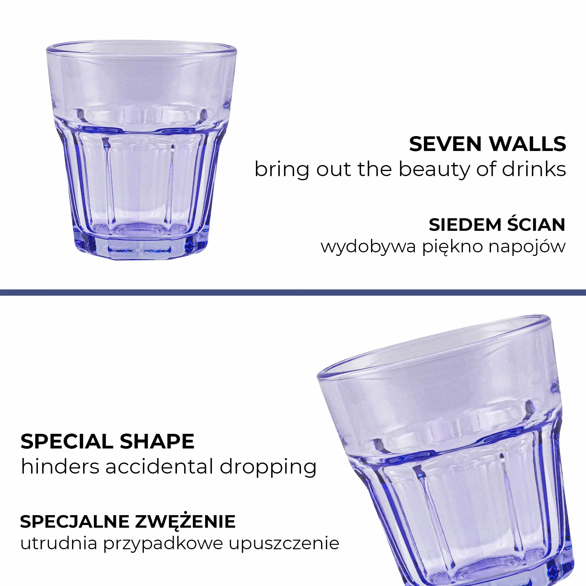 TREND FOR HOME Kolorowe Szklanki do Wody Soków Drinków Deserów 280 ml Zestaw 6 Szklanek do Napojów Komplet Tęczowych Szklanek, Gigi Rainbow Blast