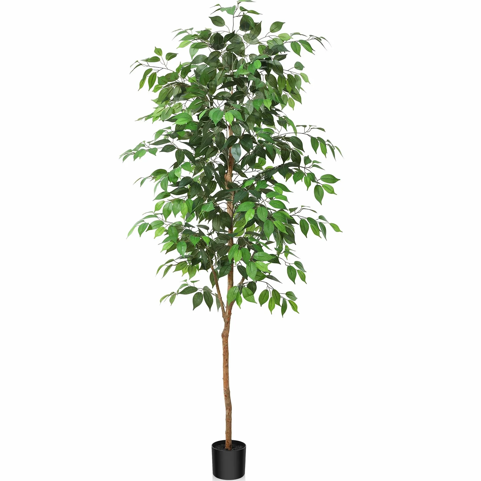 Fopamtri Sztuczna roślina figowa, 180 cm, duże, sztuczne rośliny, do wnętrz, z pniem z naturalnego drewna, sztuczne drzewko figowca, do domu, sypialni, biura, na balkon, dekoracje ogrodowe (1