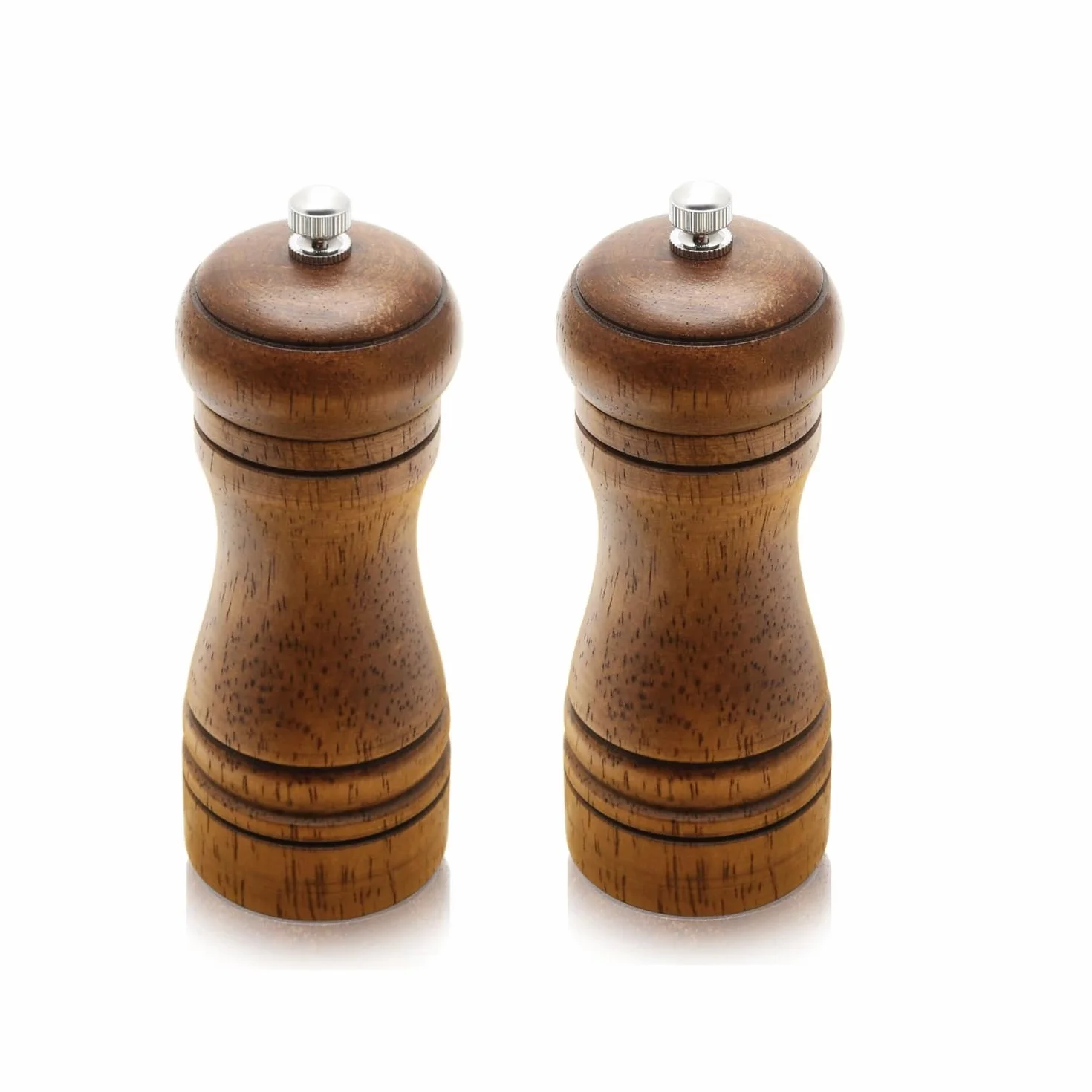 Zestaw młynków do soli i pieprzu, drewniany młynek do pieprzu, wielokrotnego napełniania, ręczna butelka do mielenia przypraw, soli, pieprzu, z regulowanym ceramicznym wirnikiem, do kuchni, chili