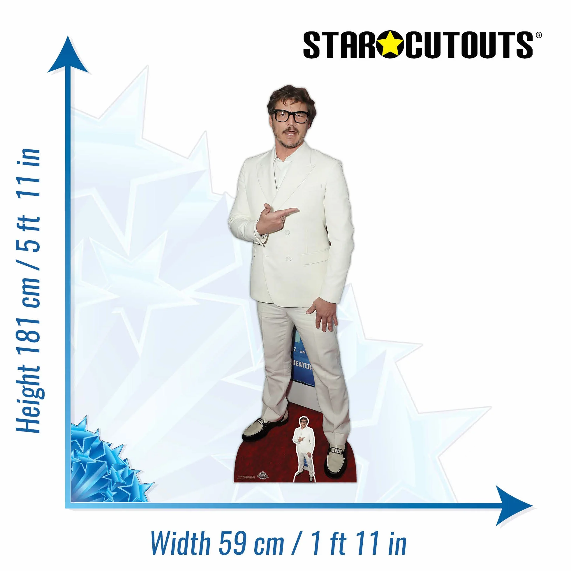 Star Cutouts CS1066 Pedro Pascal biały garnitur Lifesize kartonowe wycięcie