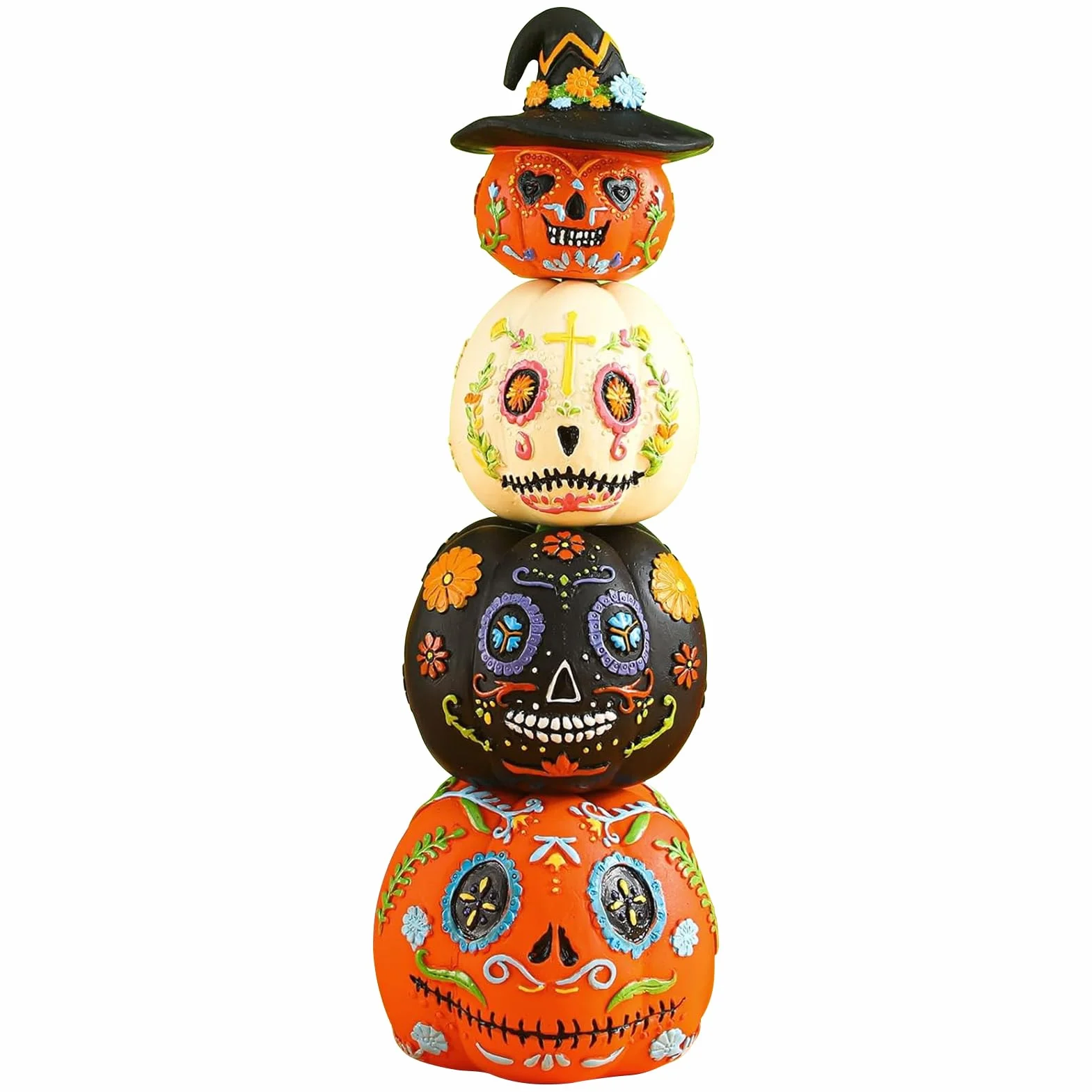 Zestaw dekoracji dyni, ozdoba z żywicy na Halloween, czteroczęściowa statuetka magnetyczna, świąteczna figurka do układania w stos, uroczy akcent świąteczny, dom korytarz biurko impreza sypialnia