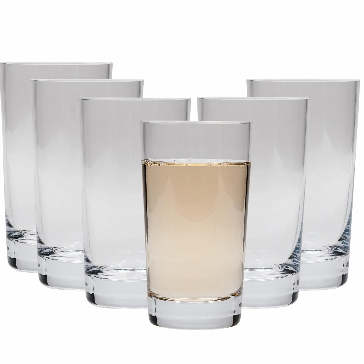 Szklanki wysokie 300 ml - zestaw 6 sztuk - ręczne szkło kryształowe premium, smukłe szklanki do wody, soków i drinków