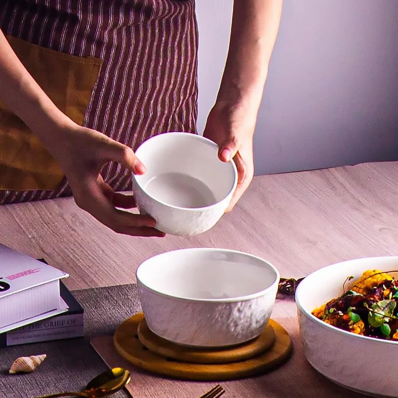 Talerze obiadowe, ceramiczne miski do zupy, kreatywne miski do sałatek i miski deserowe do restauracji, zestaw obiadowy (XL)