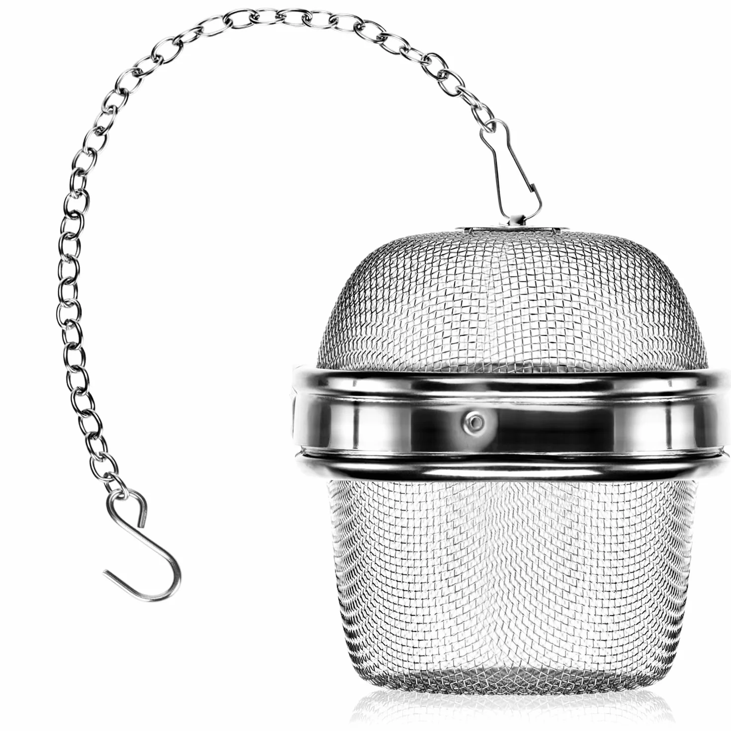 COM-FOUR® 2x sitko do herbaty wykonane ze stali nierdzewnej 304 - zaparzacz do herbaty Ø 6,5 cm do herbaty sypanej, przypraw i ziól - filtr do herbaty o drobnych oczkach z lancuszkiem