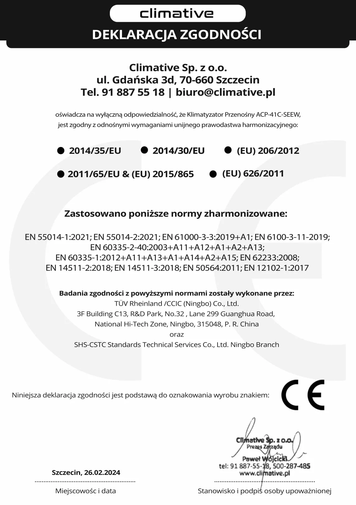 Climative AC41-S JET WiFi Klimatyzator przenośny 4,1 kW BTU 14000 41 m² 3w1 Osuszanie Wentylacja