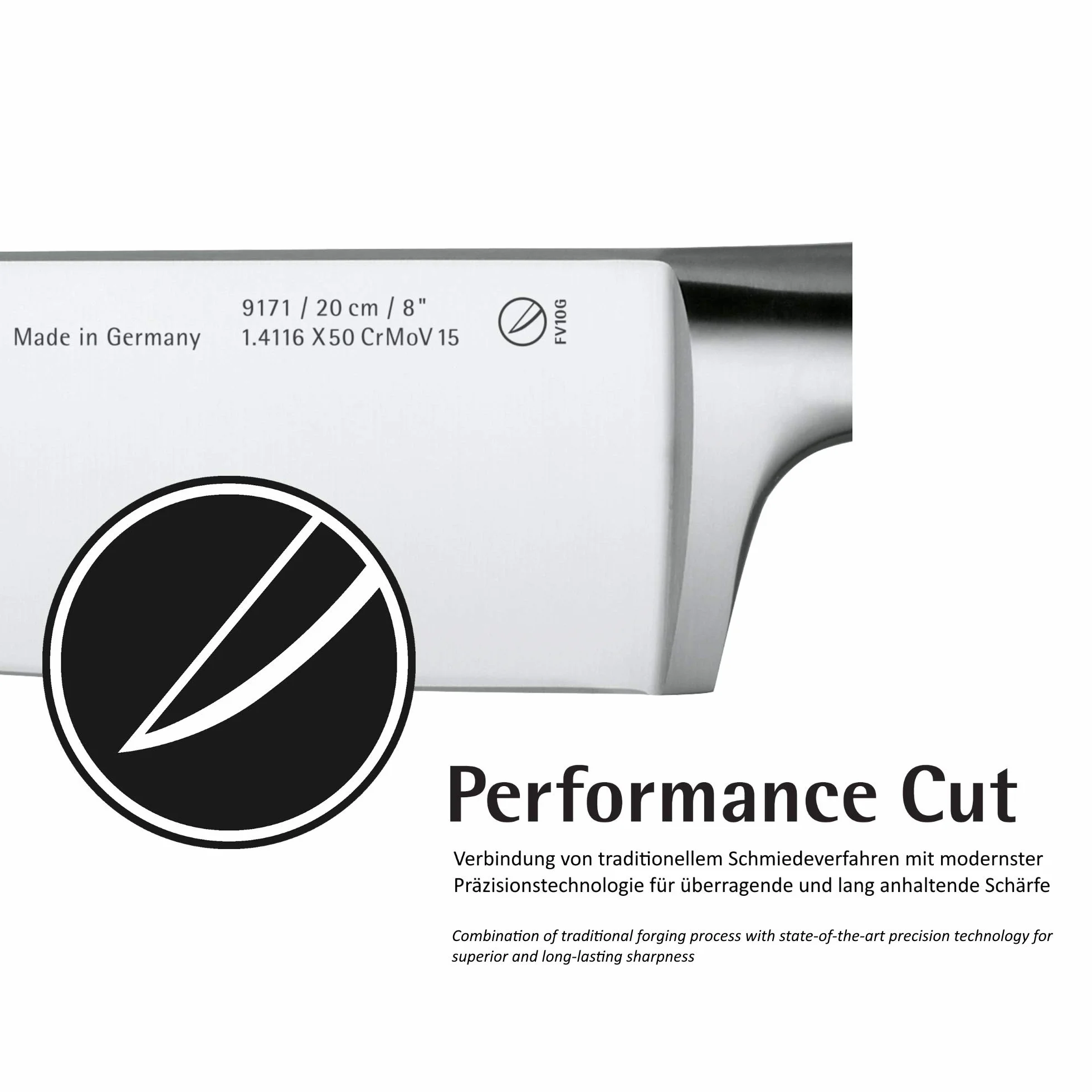 WMF Kineo nóż szefa kuchni 28 cm, wyprodukowano w Niemczech, ostry, Performance Cut, kinetyczne wzornictwo, specjalna stal ostrza, ostrze 15 cm