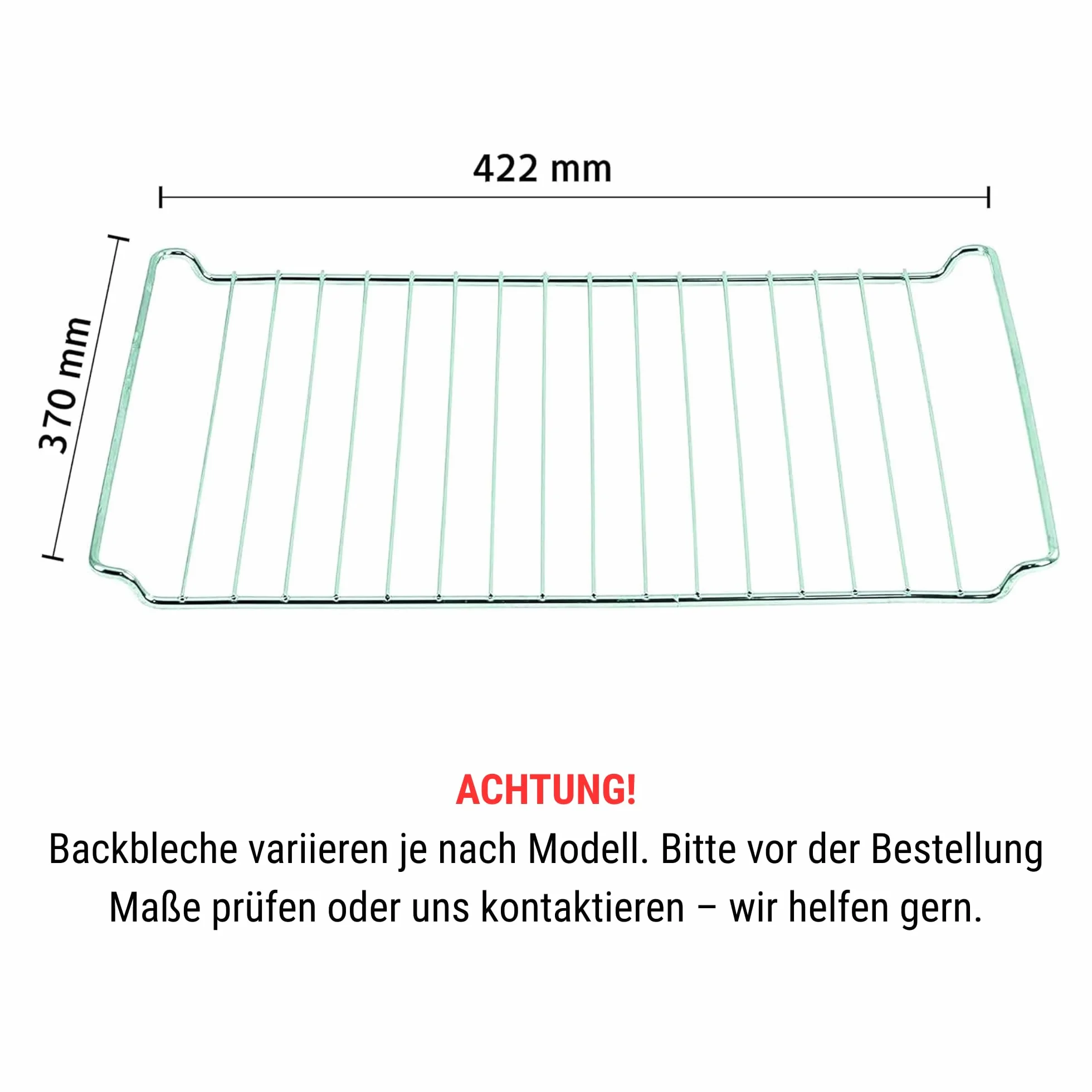 ICQN Kratka 422 x 370 mm, ruszt do piekarnika i kuchenki, pasuje do ELECTROLUX, AEG, IKEA, ZANUSSI, JUNO, ZOPPAS, odporny na zarysowania i nierdzewny, 42,2 x 37 cm
