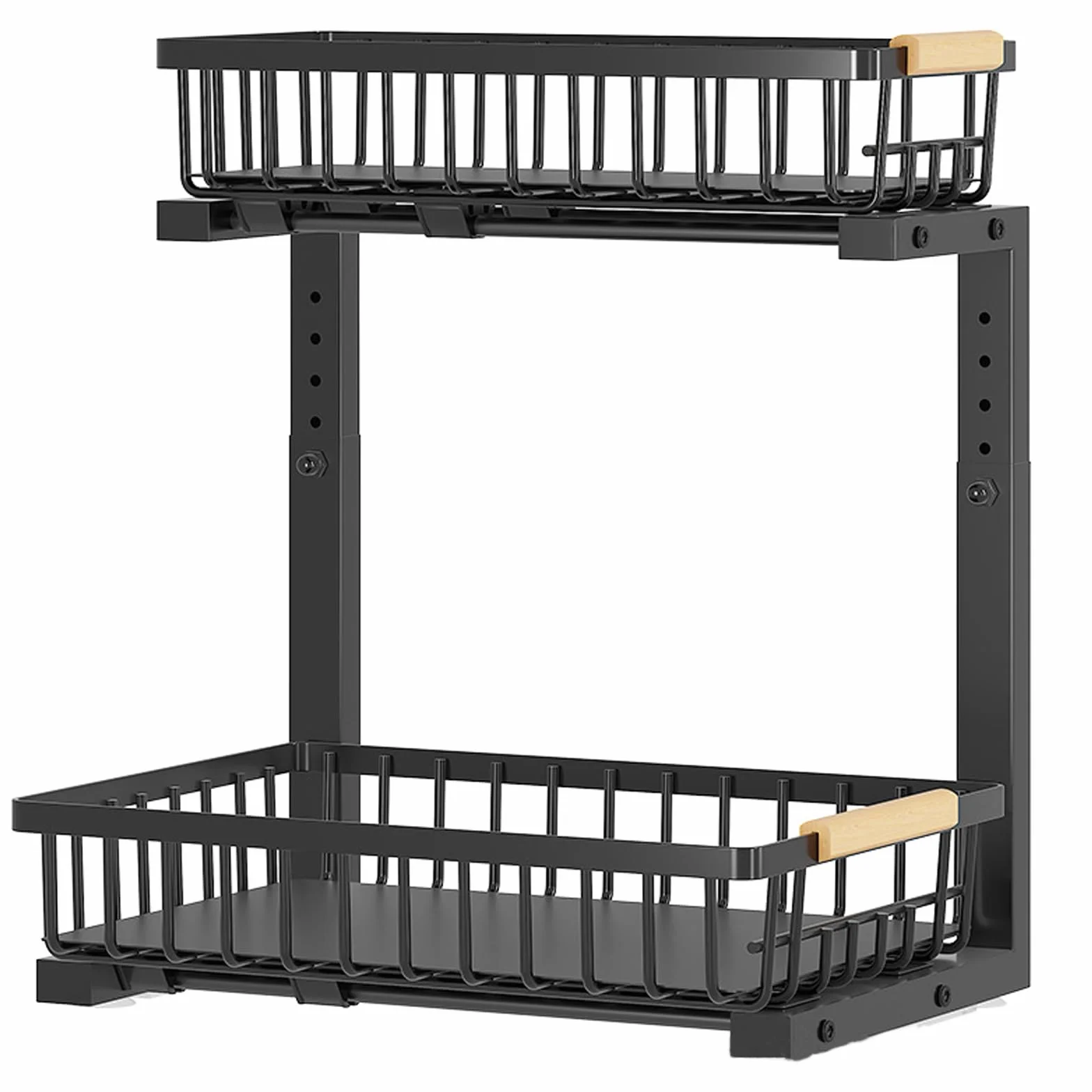 OUUTMEE 2-poziomowy regał pod zlewozmywak 40x31 cm regulacja wysokości metal czarny