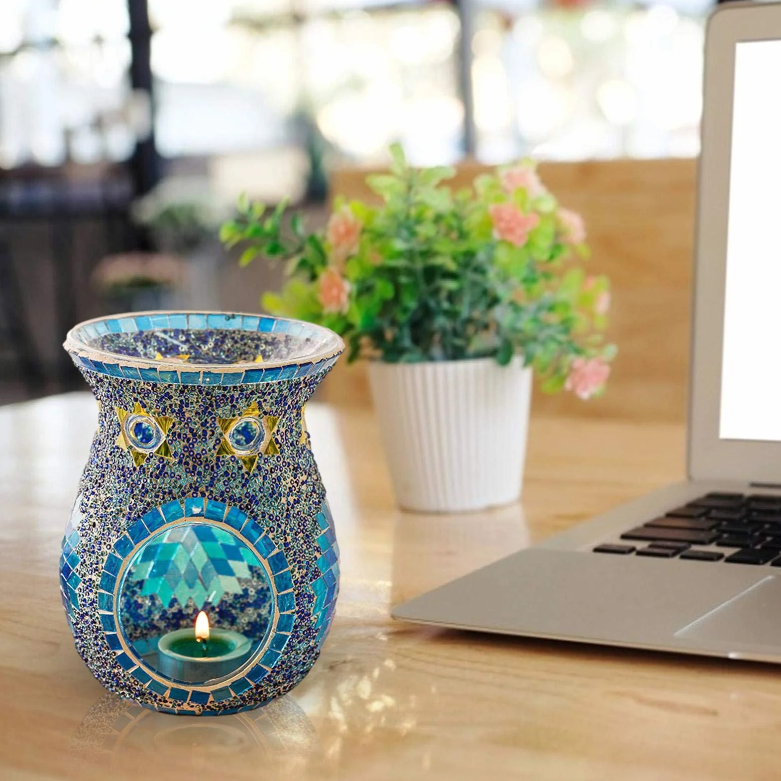 Ceramiczna lampa zapachowa do wosku, ?wiecznik na podgrzewacze, palnik na olej, lampa zapachowa ze ?wiecznikiem na ?wiece, ?wiecznik typu , baza zapachowa, palnik zapachowy