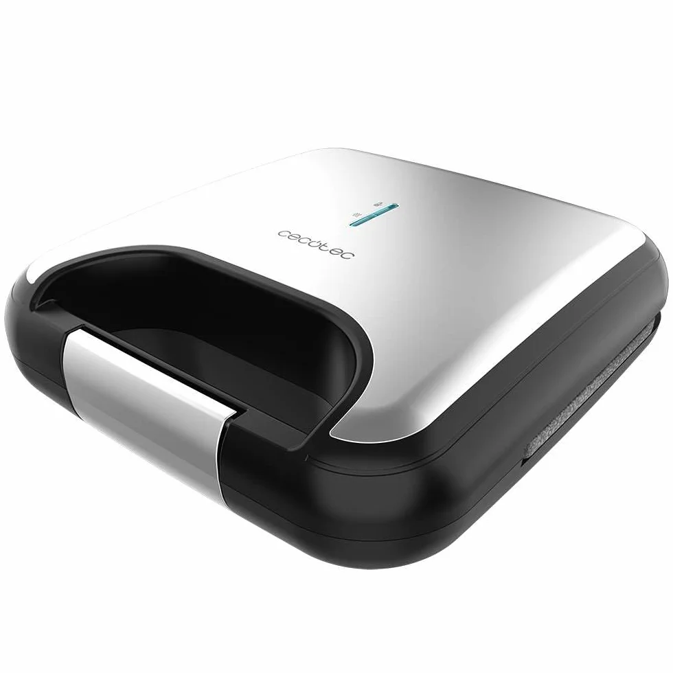 Cecotec Opiekacz do kanapek Rock'nToast Classic +. 800 W, 2 kanapki z wykończeniem ze stali nierdzewnej, trójkątne płyty z powłoką nieprzywierającą, bez PFOA, uchwyt Cold Touch