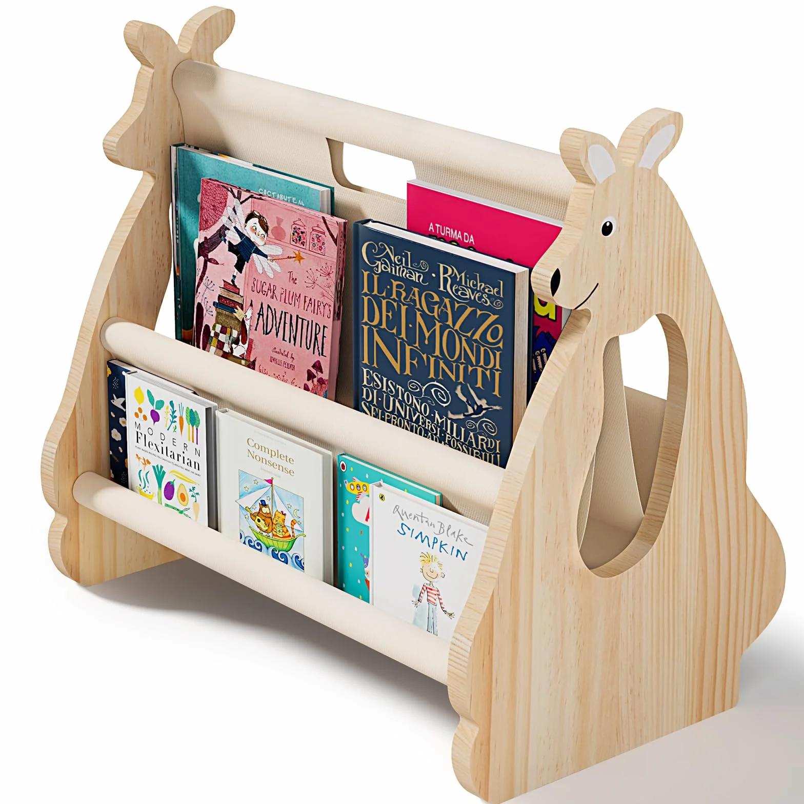 EURYUNG Montessori regał na książki dla dzieci z drewna – regał do pokoju dziecięcego, meble do pokoju dziecięcego, organizer na książki do pokoju dziecięcego | przechowywanie książek dla niemowląt