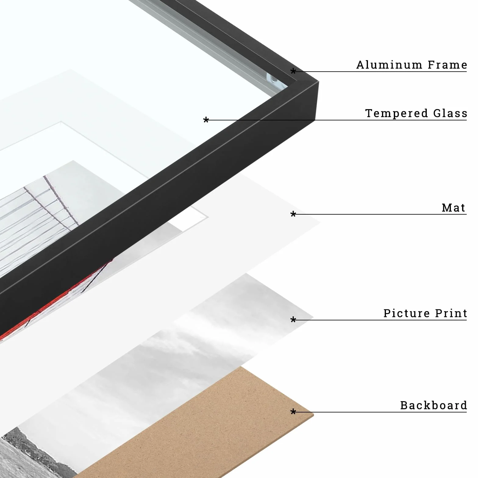 Frametory, Kolekcja metalowych ramek na zdjęcia 16 x 20, aluminiowa ramka na zdjęcia z matą w kolorze kości słoniowej do zdjęć 11 x 14 i prawdziwe szkło (czarna)