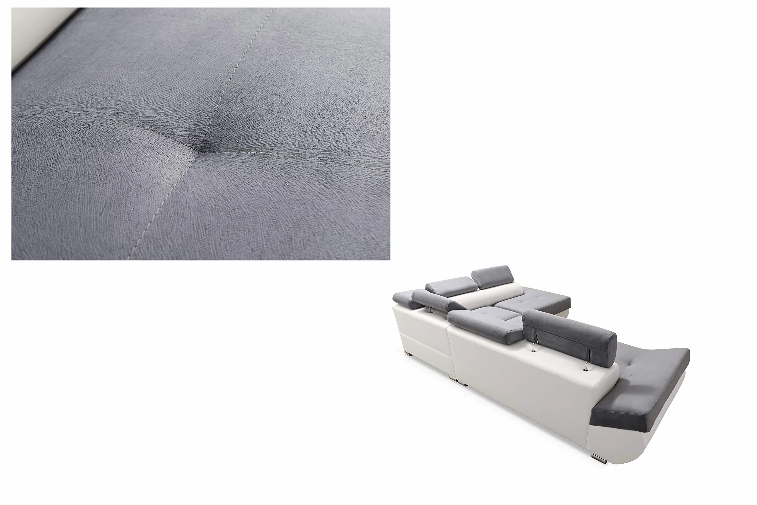 Robin Inspire Inspire Sofa narożna z funkcją spania i skrzynią na pościel, 280 cm, 4-osobowa sofa w kształcie litery L, sofa narożna z 5 regulowanymi zagłówkami i 2 poduszkami do salonu, kolor czarny