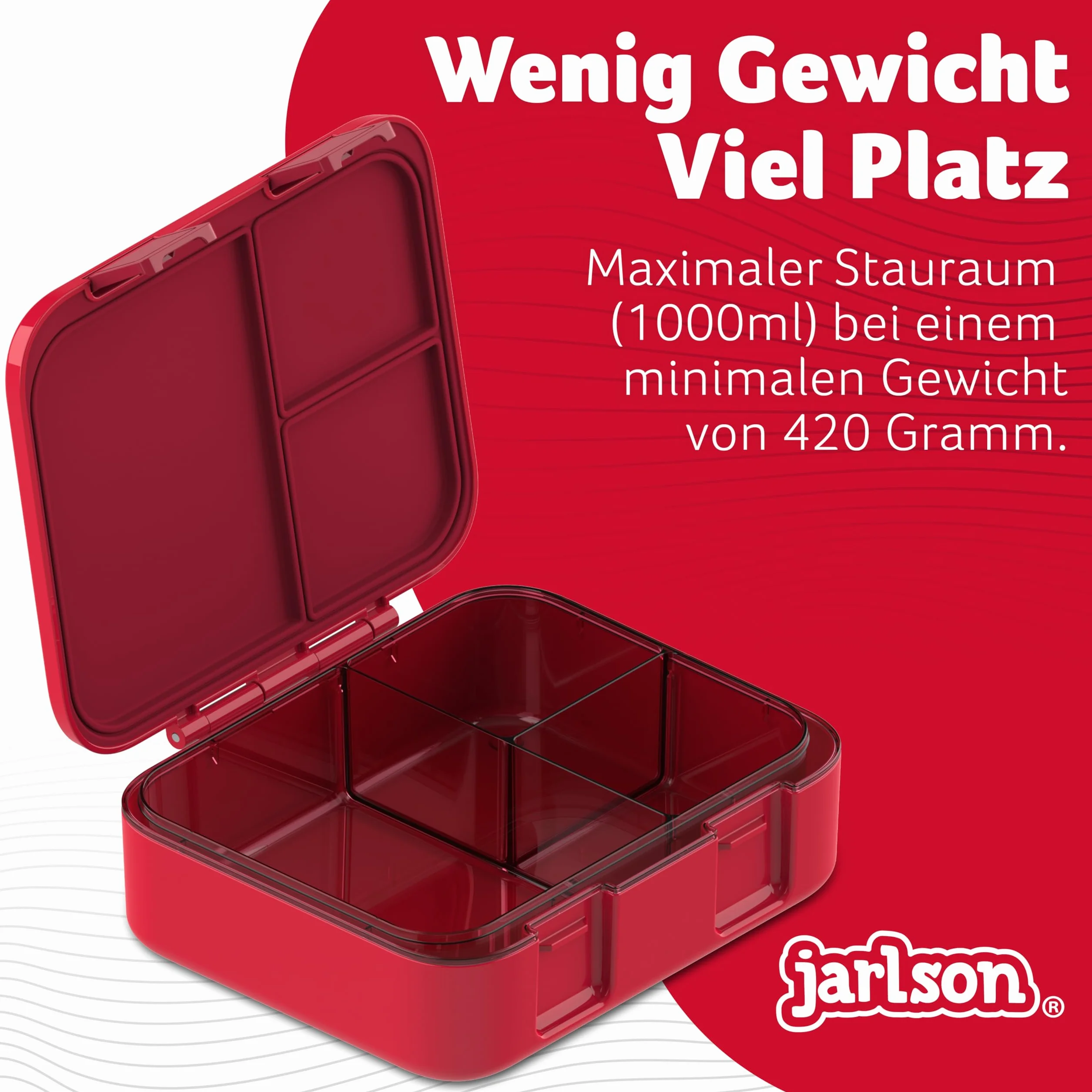 Jarlson® MILI pudełko śniadaniowe dla dzieci z przegródkami, nie zawiera BPA, szczelne, pudełko na przekąski, do przedszkola i szkoły, 1000 ml, lekkie (straż pożarna)