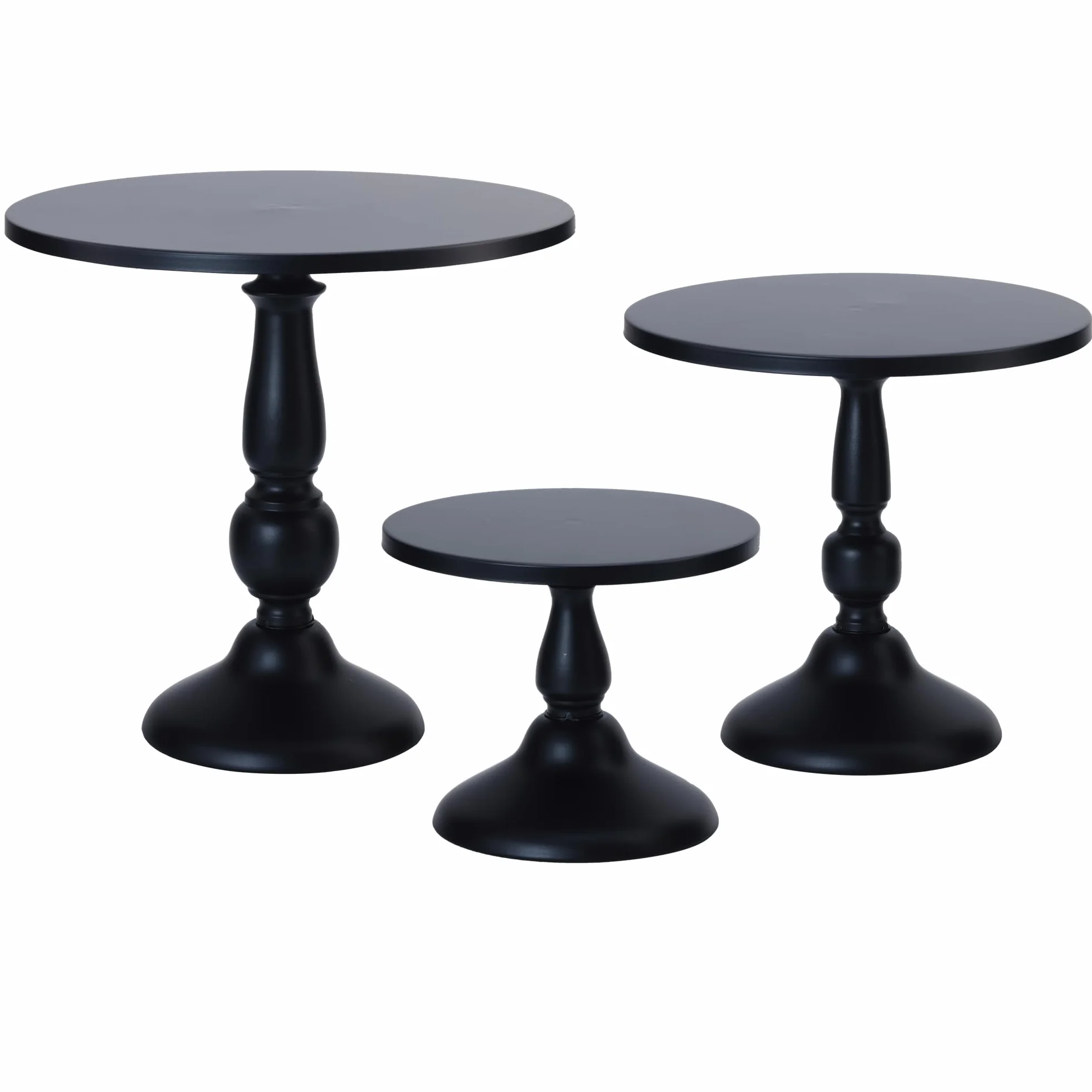 zestaw 3 czarnych stojaków na ciasto, metalowy, okrągły, stojak na ciasto, deser, ciasto, pizzę, 20 cm, 25 cm, 30 cm, dekoracja na Halloween, dekoracja na ślub, przyjęcie, urodziny, baby