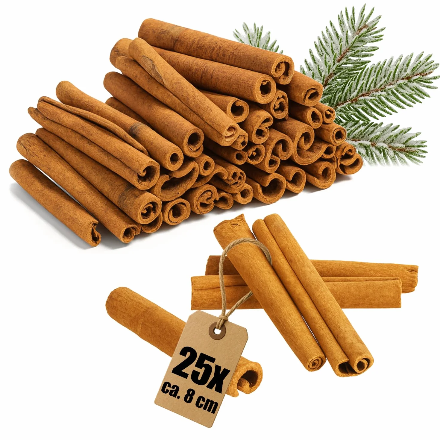 COM-FOUR® 25x ozdobne laski cynamonu - kora kasji - cynamon dekoracyjny i rzemieslniczy do wianków, aranzacji i projektów DIY (25x laski cynamonu - duze)
