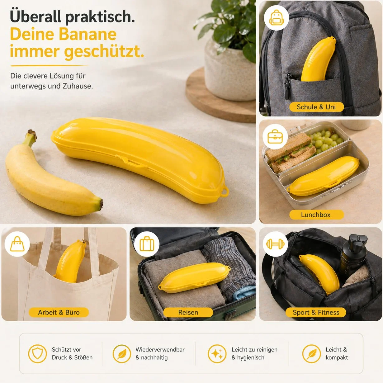 Osłona bananów, wielokrotnego użytku, outdoorowa torba podróżna, ochrona banana, gadżety kuchenne... pojemnik do przechowywania bez BPA, pudełko do przechowywania na piknik, kemping, zachowaj