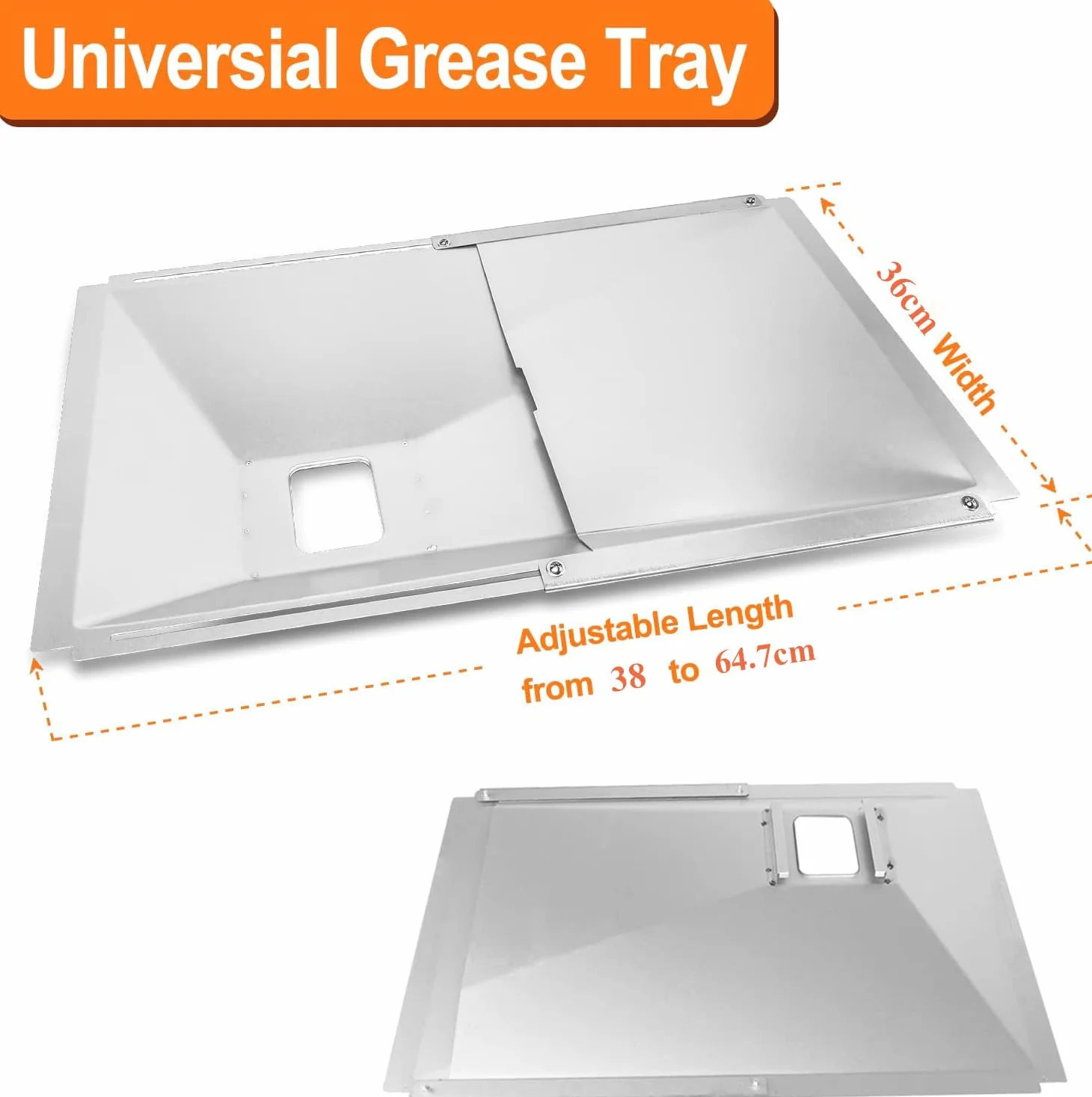 GFTIME Uniwersalna taca na tłuszcz z tacą ociekową od 38 cm do 65 cm, regulowana taca ociekowa do grilla gazowego z 2/3/4 palnikami od Charbroil, Dyna Glo, Nexgrill, Kenmore, Uniflame i innych