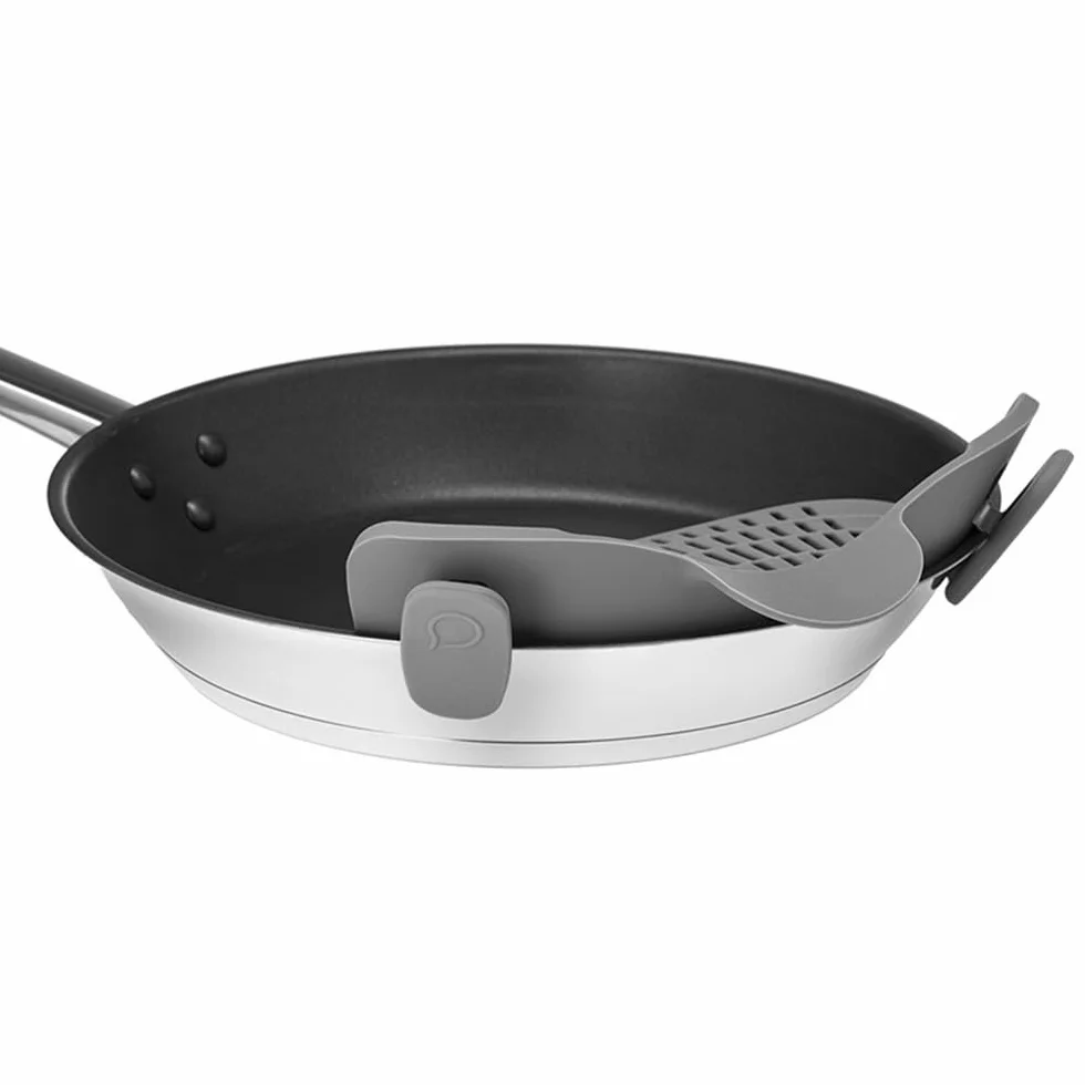 Sitko do makaronu z silikonu, uniwersalne sitko zatrzaskowe do zawieszenia w garnku, patelni i misce, praktyczna pomoc w odlewaniu makaronu, warzyw i owoców (kolor szary)