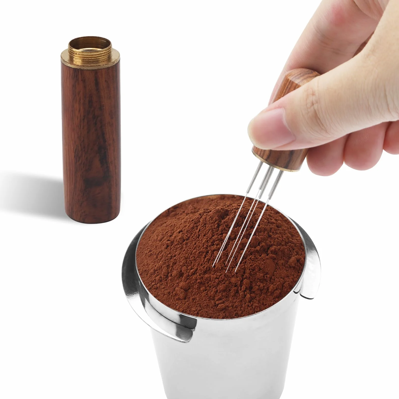 APOMOONS 58 mm kubek dozujący i igła do espresso, ze stali nierdzewnej, kubek dozujący do kawy, akcesoria do uchwytu sitowego do kawy, herbaty i espresso, część do doprowadzania proszku, młynek do
