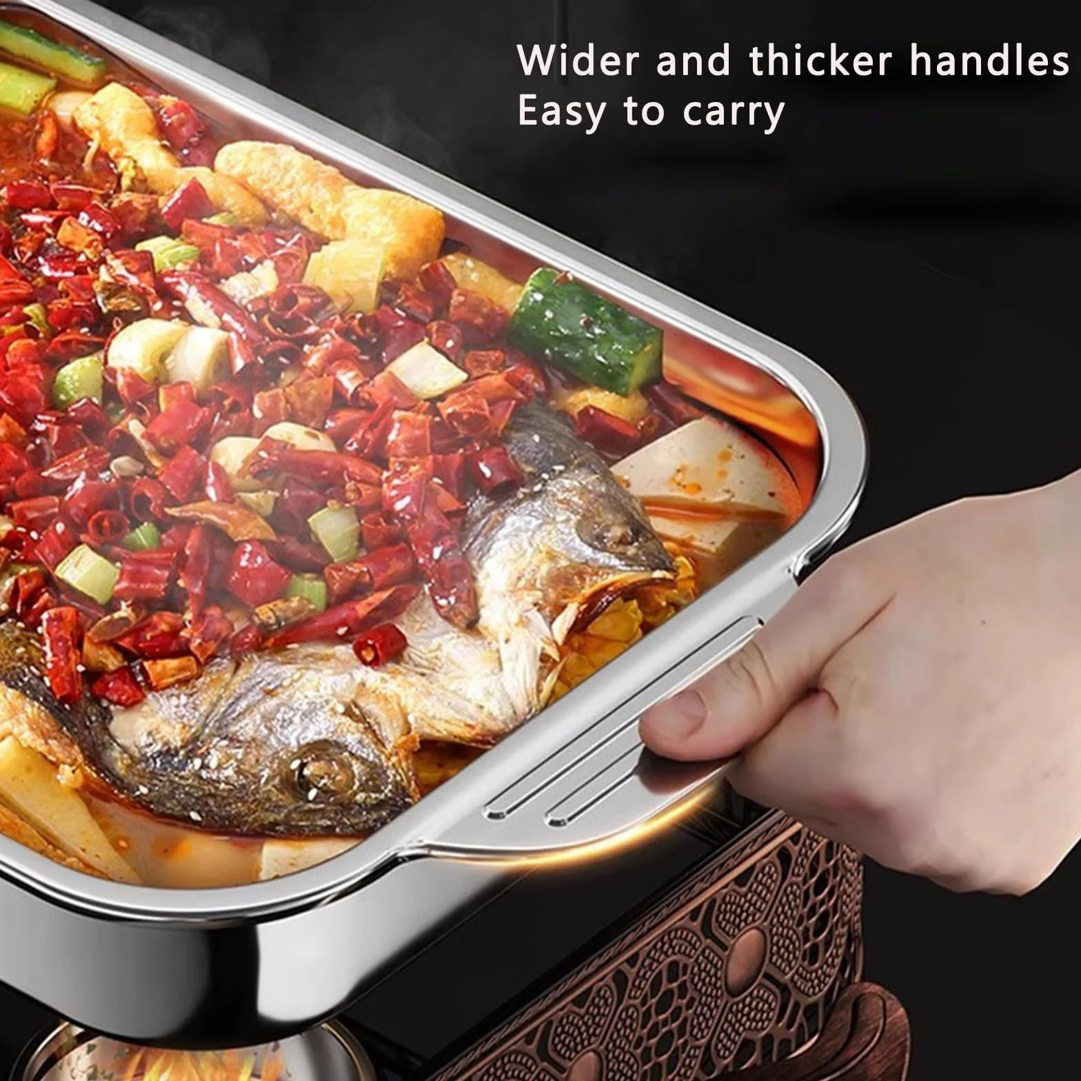 SVRITE Głęboka prostokątna patelnia do pieczenia kurczaka, blacha do pieczenia ryb, 5 rozmiarów, patelnia do lasagne, ciasto brownie, talerz do serwowania jedzenia, do kurczaka, mięsa i warzyw, 37 cm