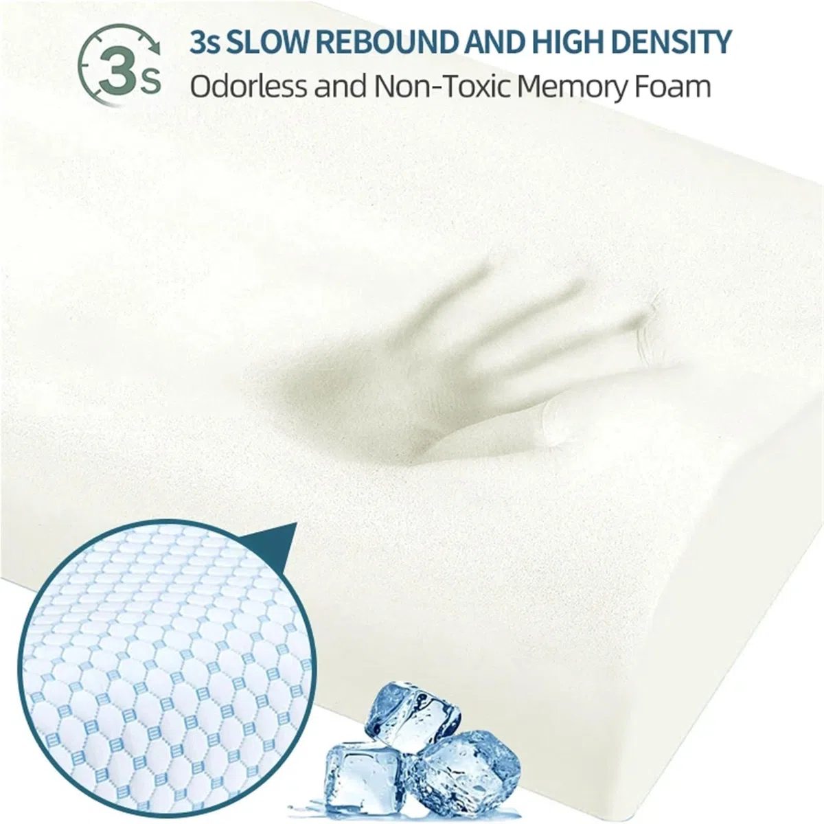 XANAYXWJ Poduszka z pianki memory 1 szt. Poduszka z pianki memory Cool Feeling, ergonomiczna ortopedyczna szyjka macicy 2 w 1, podpórka do spania na szyję (niebieska (50x30 cm))