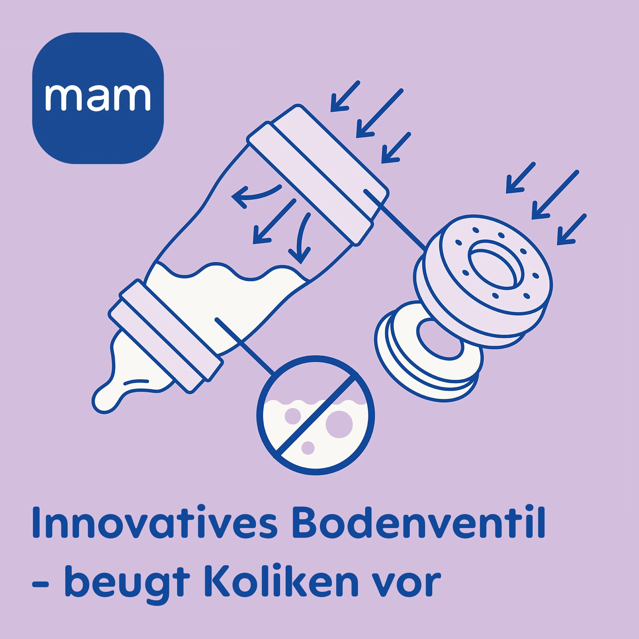 MAM Easy Start Anti-Colic butelka dla niemowląt (320 ml), wyjątkowo dobrze akceptowana butelka na mleko, butelka na napoje dla niemowląt z zaworem dolnym przeciwko kolce i ssaniu, rozmiar 2, 4+