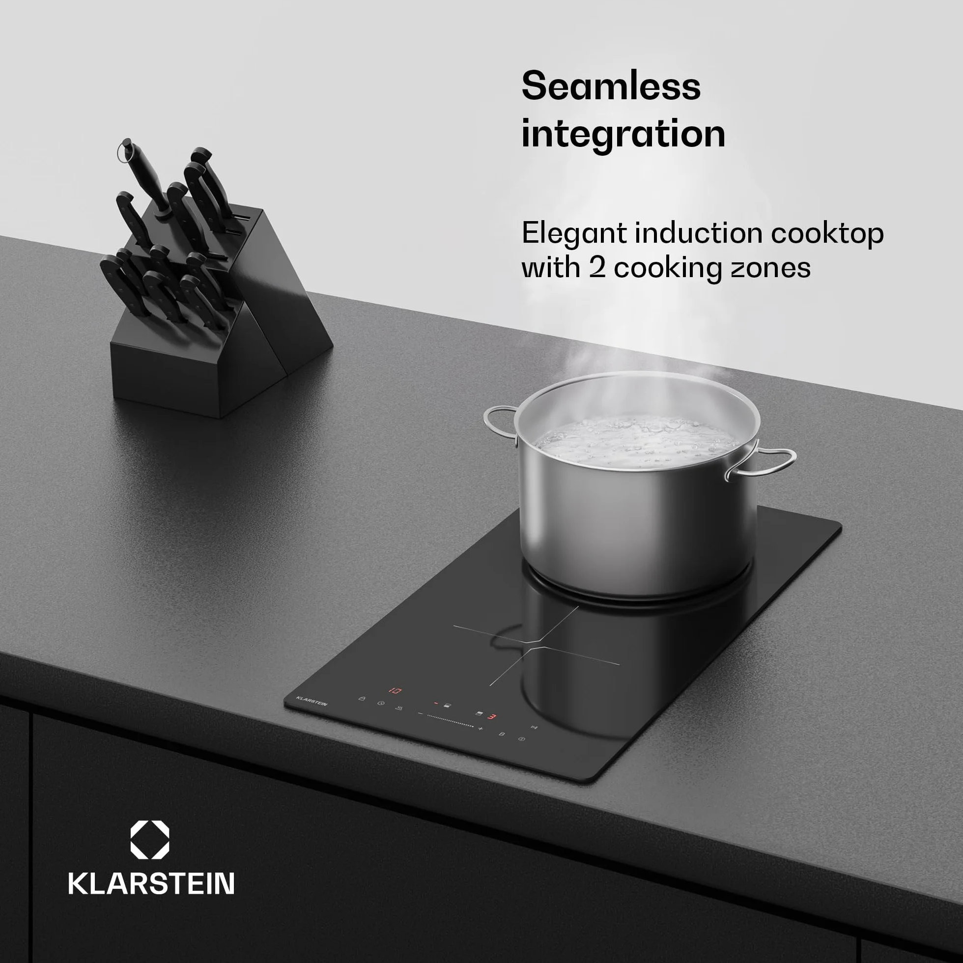 Klarstein PowerGlide Induktionskochfeld 2-Zonen 3500W Boost Touch-Schieberegler Schwarz