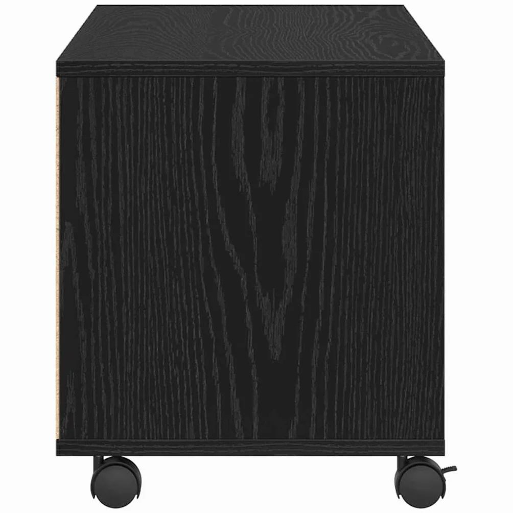 Szafka pod telewizor czarna, 90 x 35 x 40,5 cm, materiał drewnopochodny, nowoczesne wzornictwo, uniwersalna podstawka pod telewizor, oszczędzająca miejsce konsola medialna do salonu