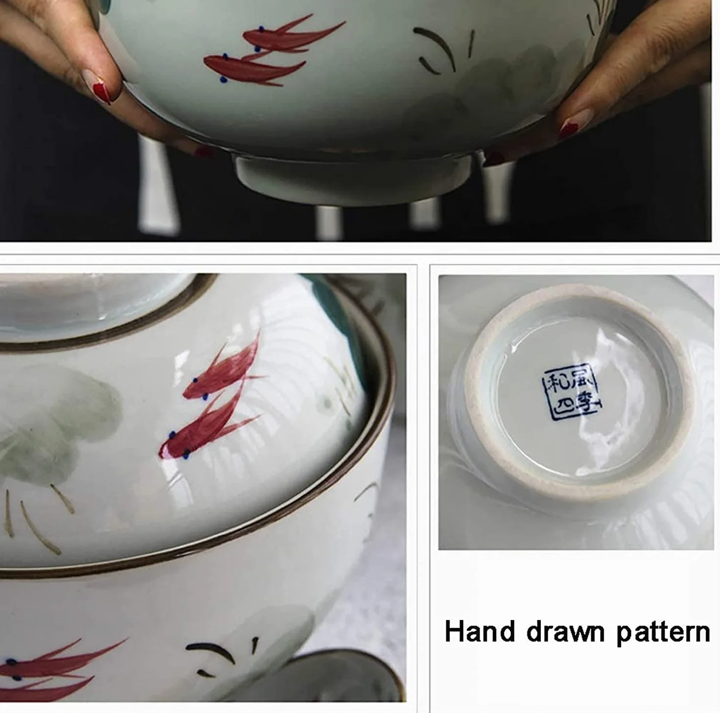 CFWSHJ Kreatywna miska sztućce kuchenne miska śniadaniowa na płatki zbożowe miska ceramiczna z pokrywką duża miska na sałatkę na mleko ceramiczna miska na zupę miska na makaron błyskawiczny z pokrywką