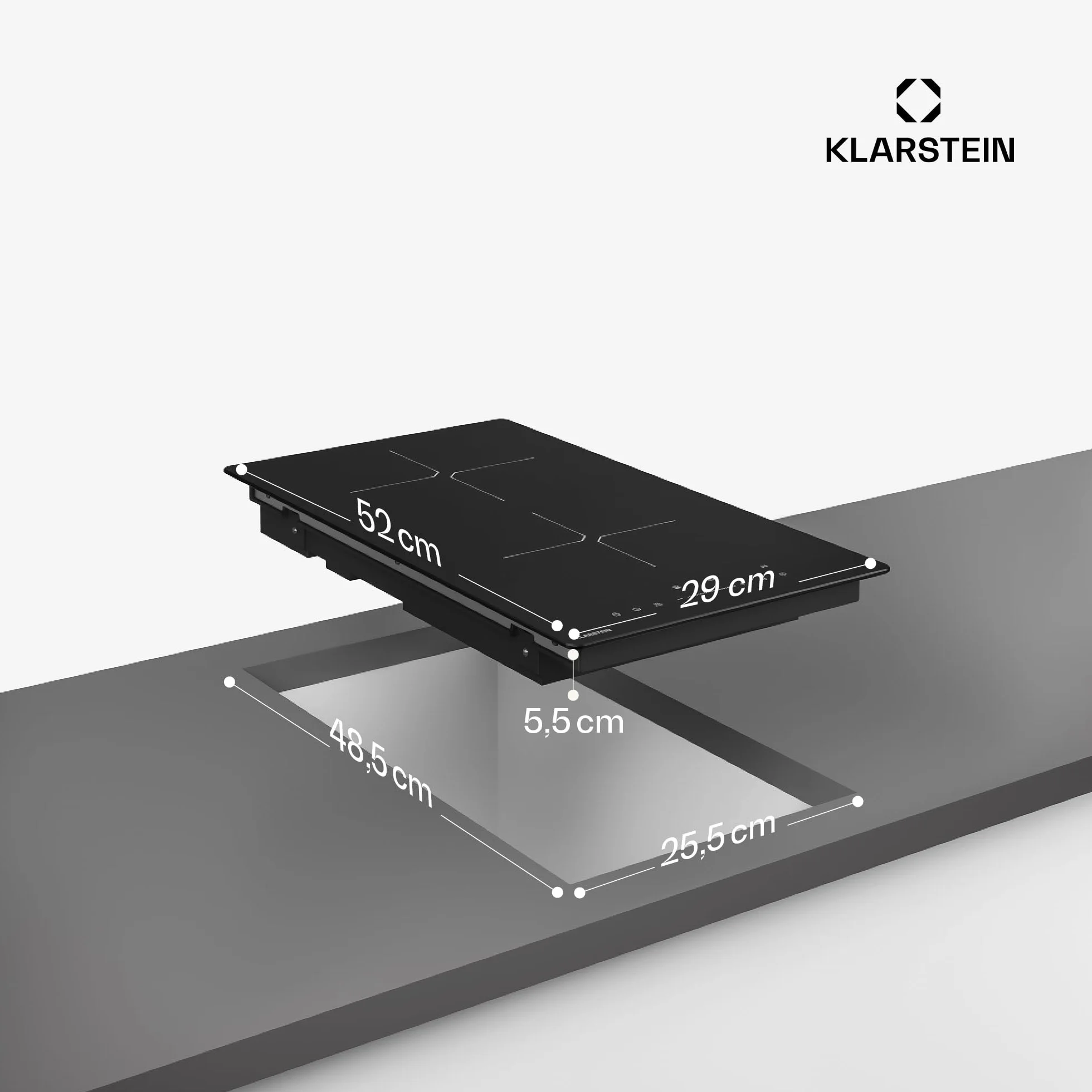 Klarstein PowerGlide Induktionskochfeld 2-Zonen 3500W Boost Touch-Schieberegler Schwarz