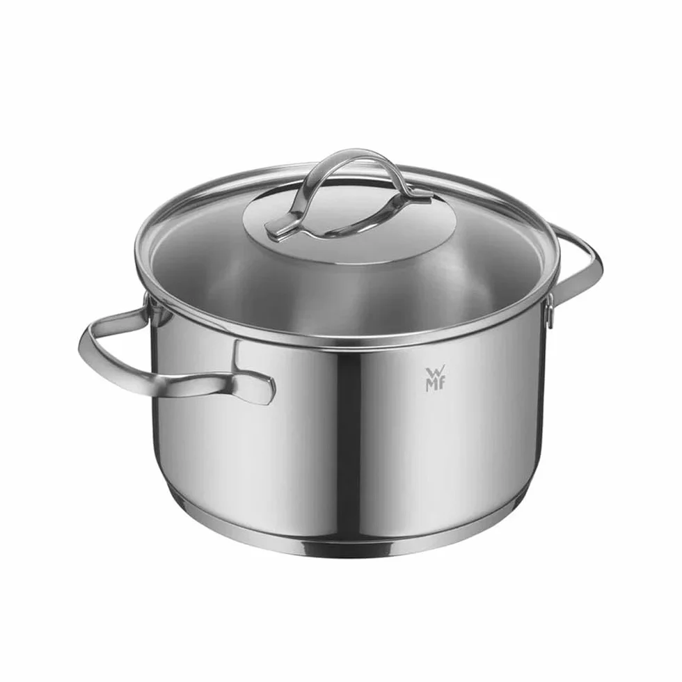 WMF Provence Plus 5-częściowy zestaw garnków indukcyjnych, bez powłoki, ze szklaną pokrywką, nadaje się do wszystkich rodzajów kuchenek, bez skalowania, polerowana stal nierdzewna Cromargan