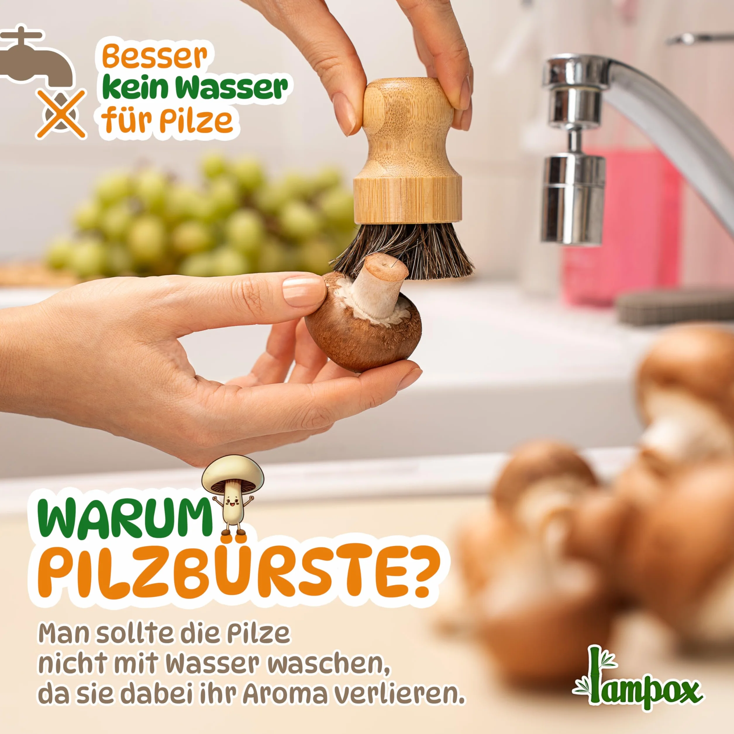 Szczotka Kuchenna do Grzybów, Pieczarek i Warzyw - do Czyszczenia