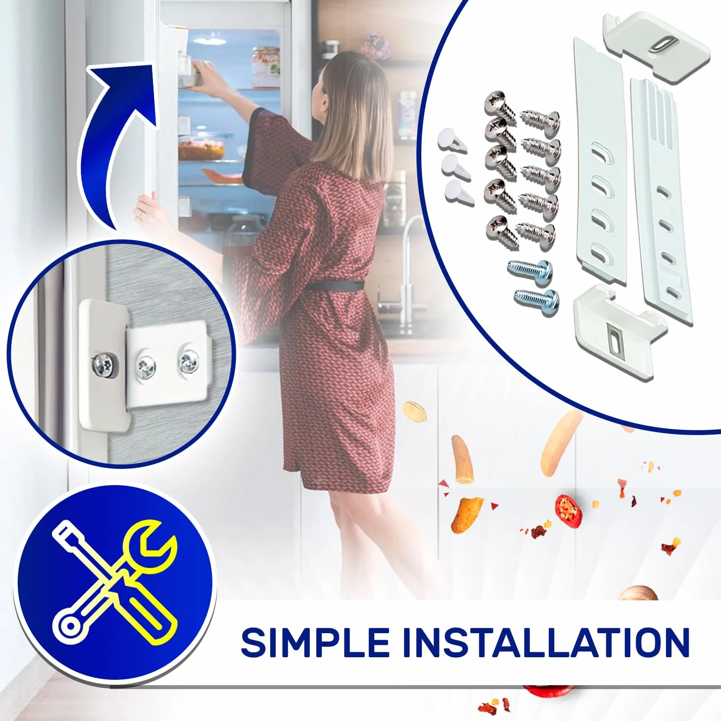2 Set Integrated Fridge Door Sliders with Original Code 9086322 9086084 9086111 for Liebherr 1878720 1878730 for Miele and 015730361 for Smeg - MONTERAL