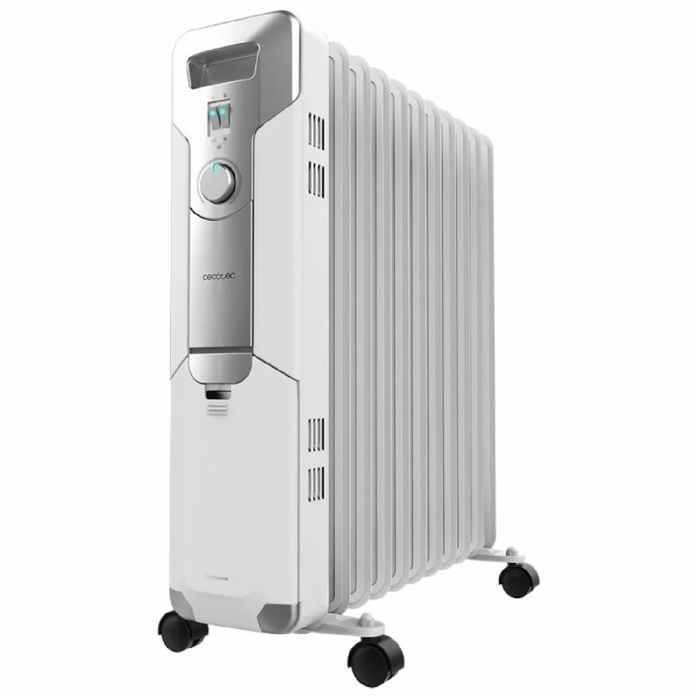 Cecotec Elektryczny grzejnik olejowy ReadyWarm 11000 Space. 11 modułów, niskie zużycie, 2500 W, 3 poziomy, uchwyt kablowy, system bezpieczeństwa, koła, 25 m2