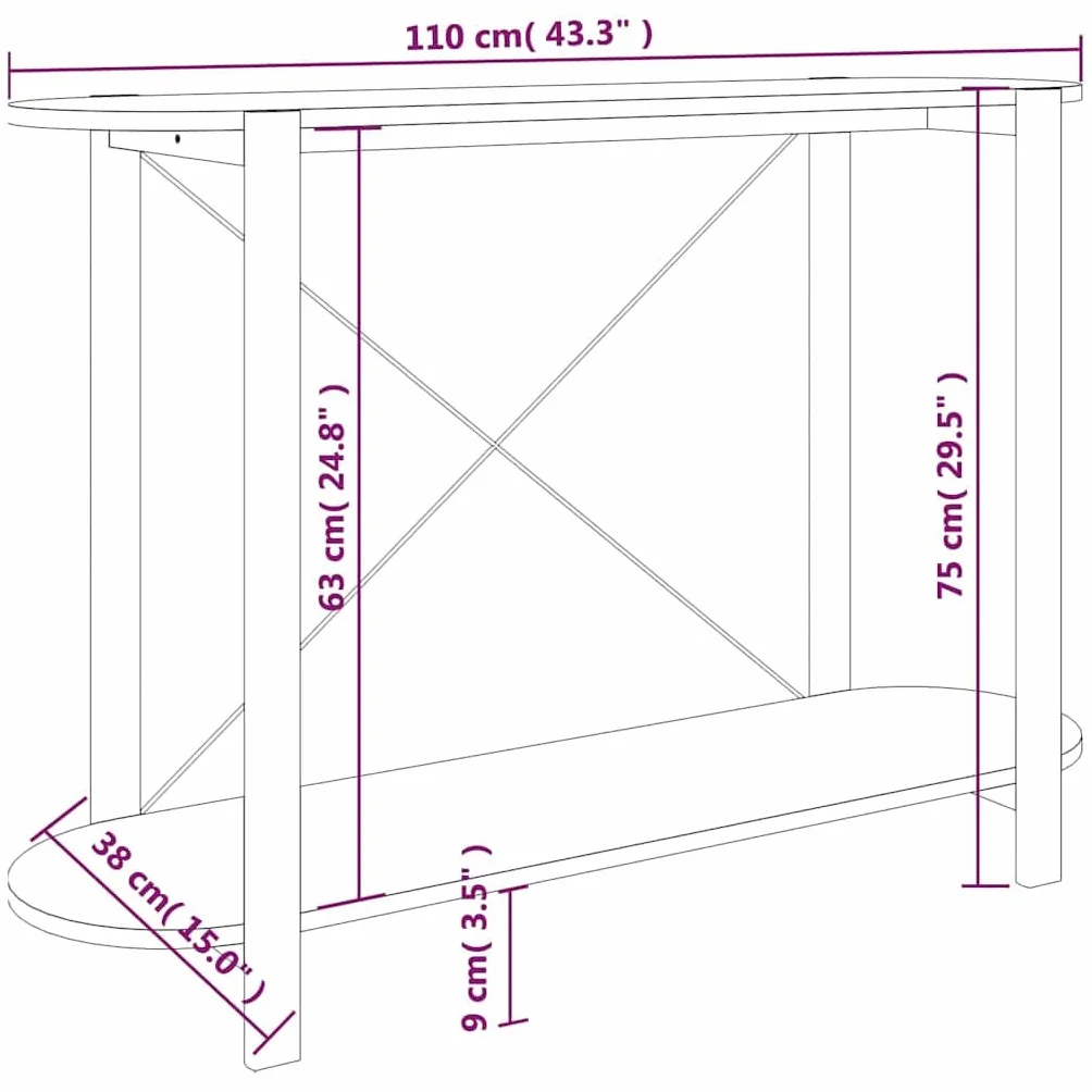 Générique Konsola stołowa czarna 110 x 38 x 75 cm drewno inżynieryjne | Stojak z litego drewna, szafka do przechowywania, blat dekoracyjny, instrukcja montażu w zestawie