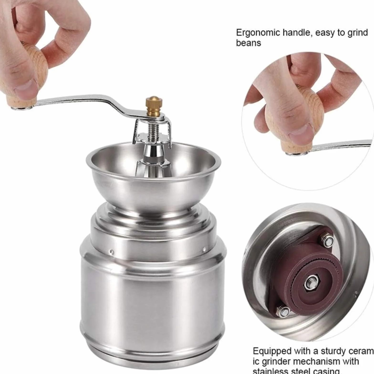 Młynek Do Przypraw Pieprzu Ręczny Młynek Do Kawy, Ze Stali Nierdzewnej I Wanilii, Gałka Muszkatołowa, Sól, Pieprz Do Różnych Przypraw(1pcs)