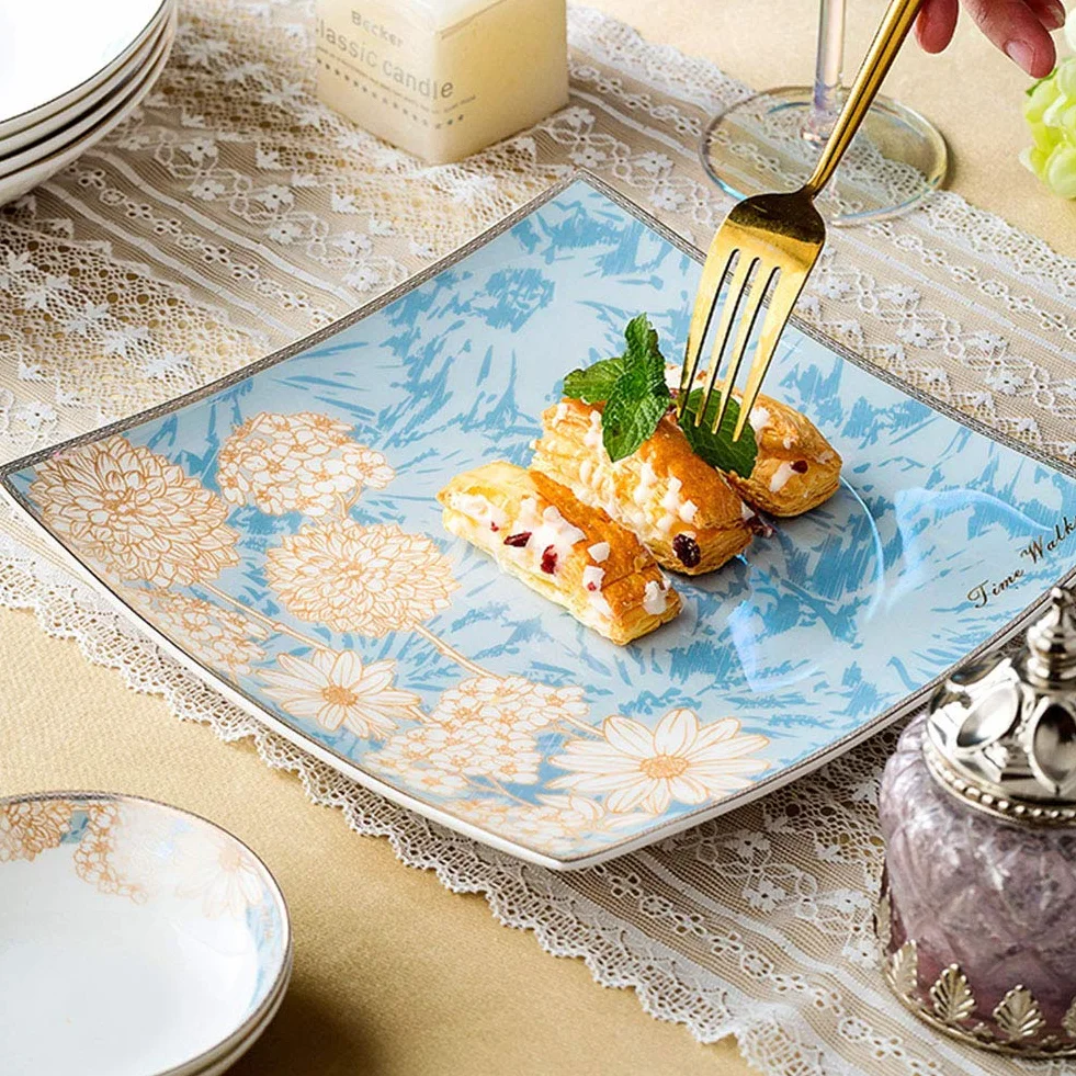 Luksusowy zestaw obiadowy z porcelany, 60 sztuk, ręcznie robione zestawy obiadowe z chińskiej ceramiki pałacowej | Talerze/miski – zestaw kombinacji zastawy stołowej