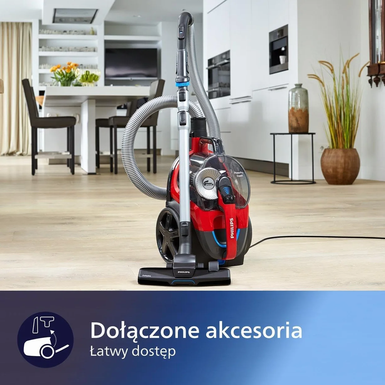 Philips PowerPro Expert Odkurzacz Bezworkowy 900W Filtr Allergy H13 Nasadka TriActive FC9729/09