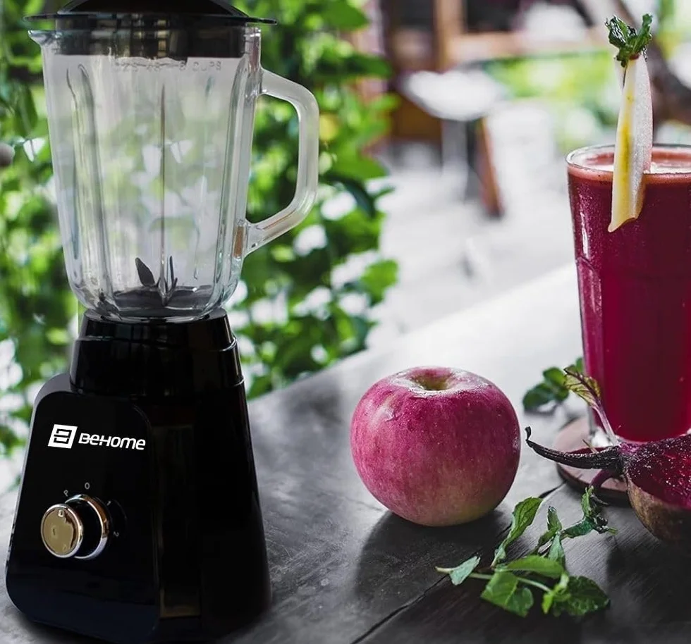 Blender ze szklaną szklanką 1.5L z 2 prędkościami i funkcją pulsu Blender z ostrzem ze stali nierdzewnej i 400W antypoślizgowe nóżki czarny