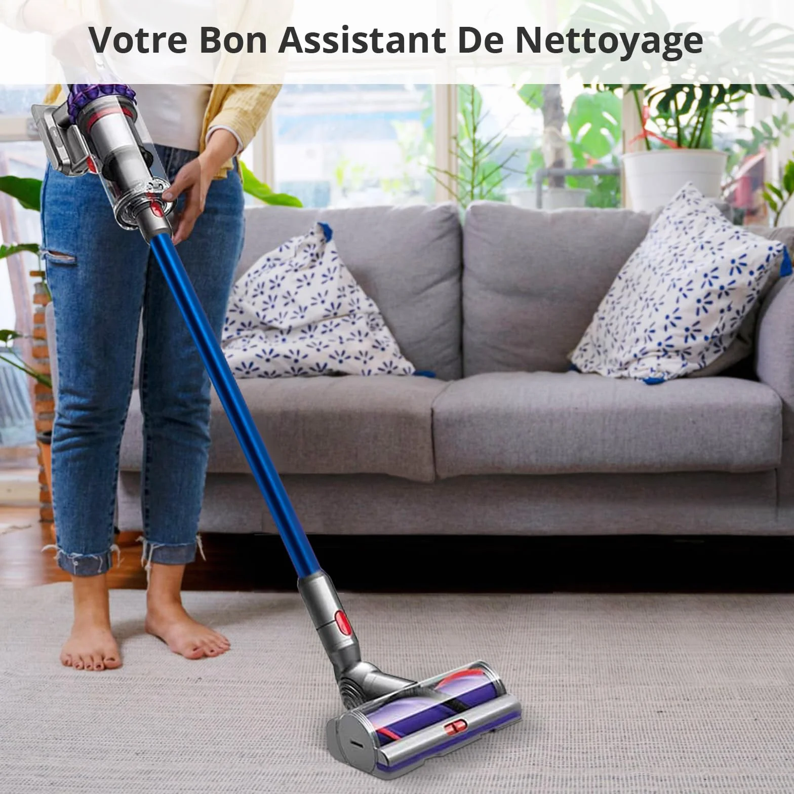 Cheerhom 1 x rura teleskopowa Quick Release sztywny pręt kompatybilny z Dyson V7 V8 V10 V11 V15 Stick Cleaners, niebieski
