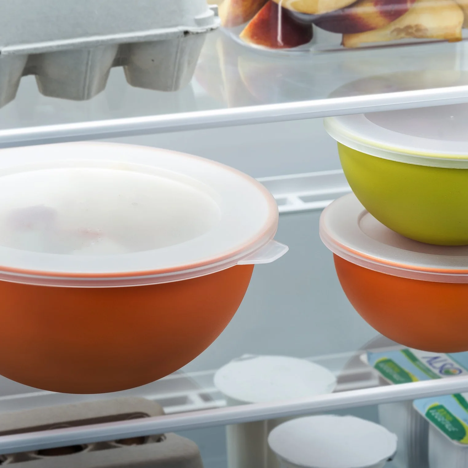 Omada Designerska miska do makaronu i sałaty (1,5 litra), miska z polipropylenu i zintegrowane przeciwbakteryjne środki eliminują bakterie i grzyby. Made in Italy Linea Saliving biała zielone jabłuszko