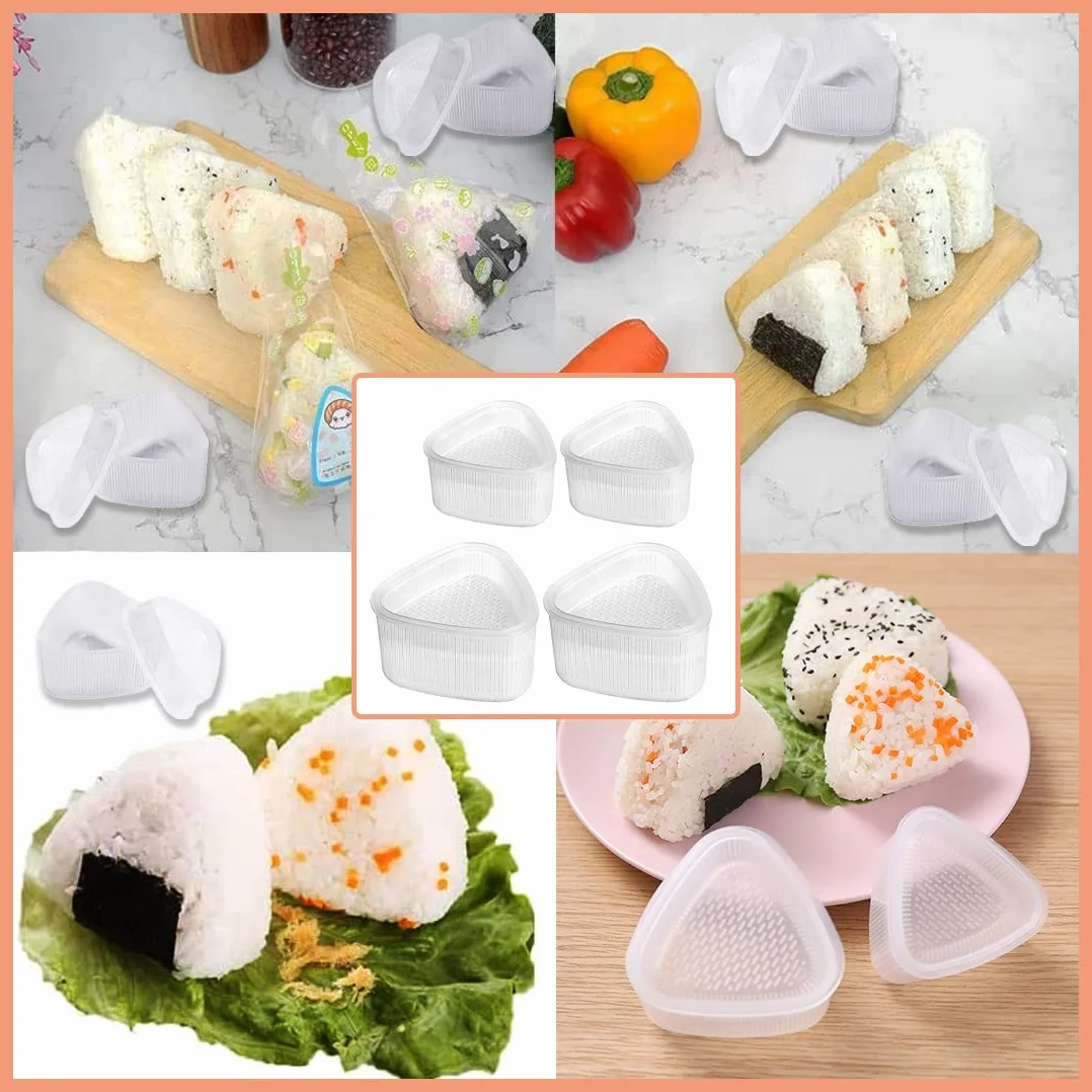 Zestaw do onigiri i sushi, 4-częściowy | Duże i małe trójkątne formy do DIY kuchni, imprezy dla początkujących