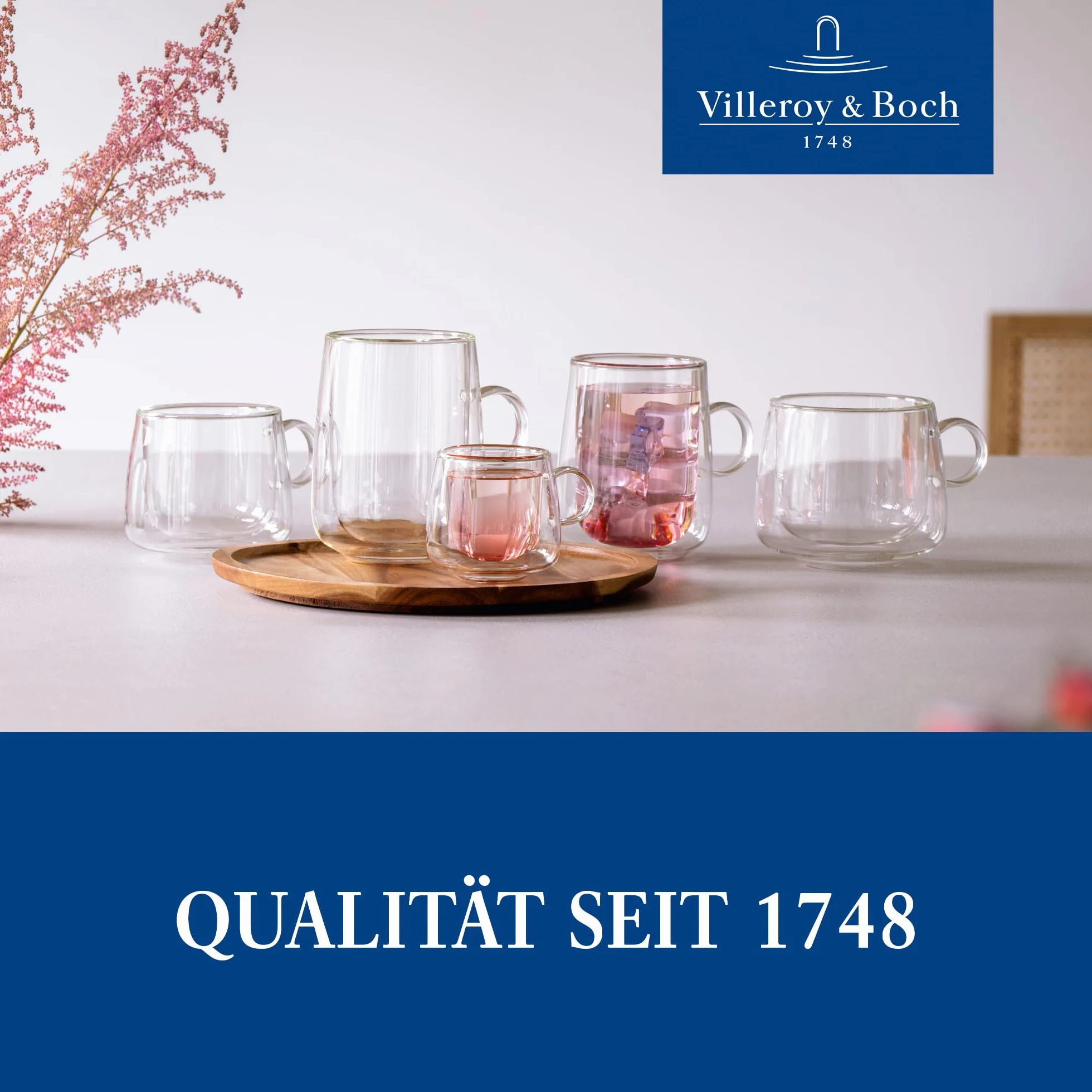 Villeroy & Boch – Artesano Hot&Cold Beverages szklanka z uchwytem do latte macchiato, zestaw 2 szklanek, podwójne ścianki, 360 ml, szkło borokrzemowe, zmywarka, mikrofala